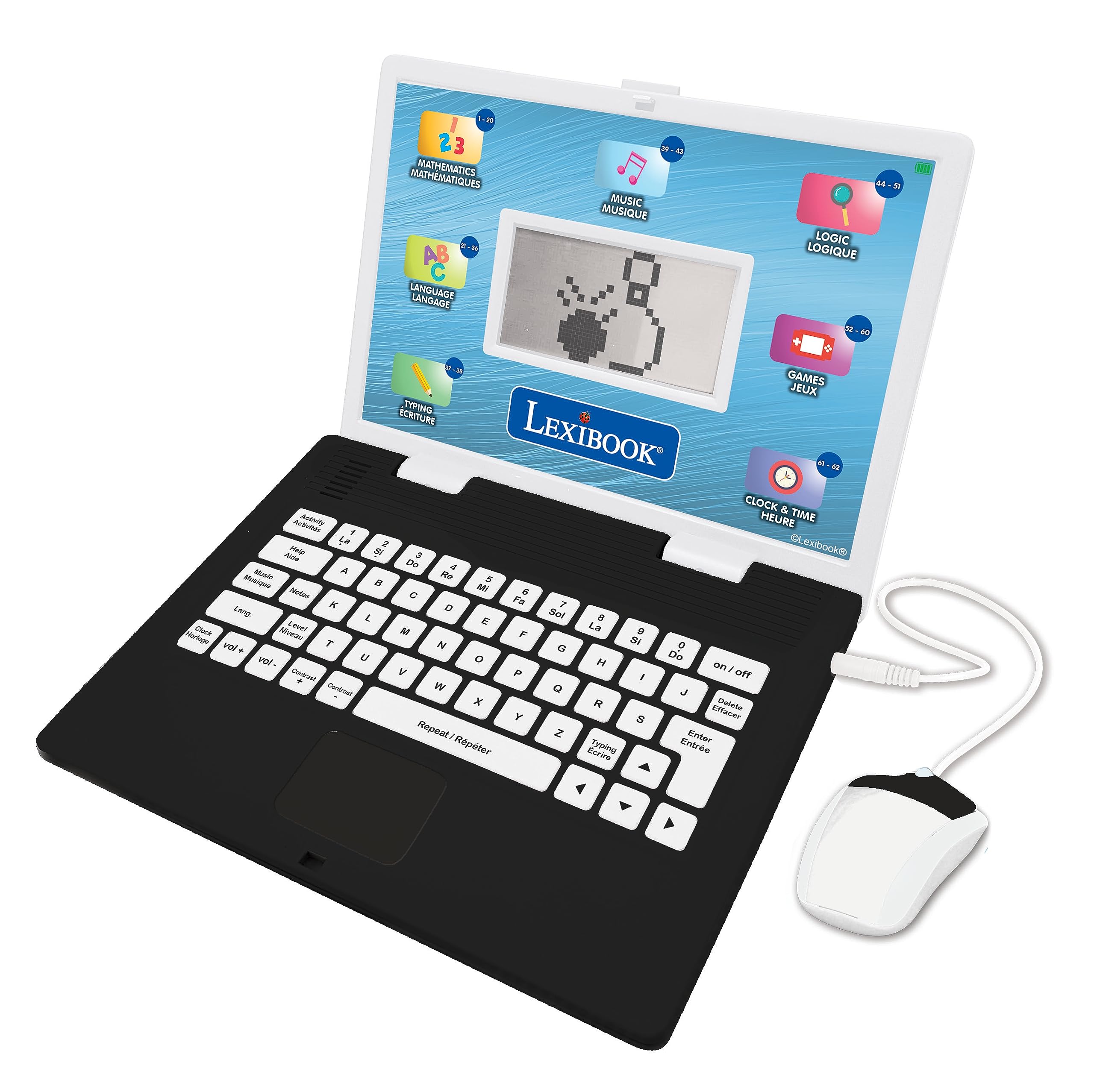 LEXIBOOK Bilingual Educational Laptop (English/French) with 124 Activities for Ages 6+