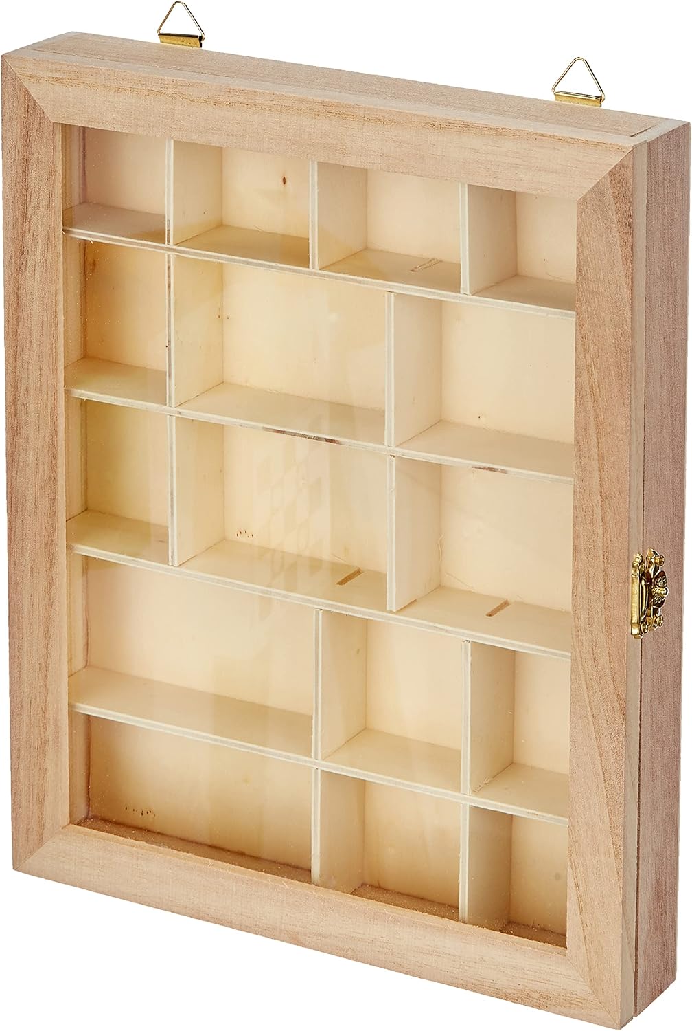 Artemio Wooden Display Case - 16 Compartment Craft Storage Box for Collectibles