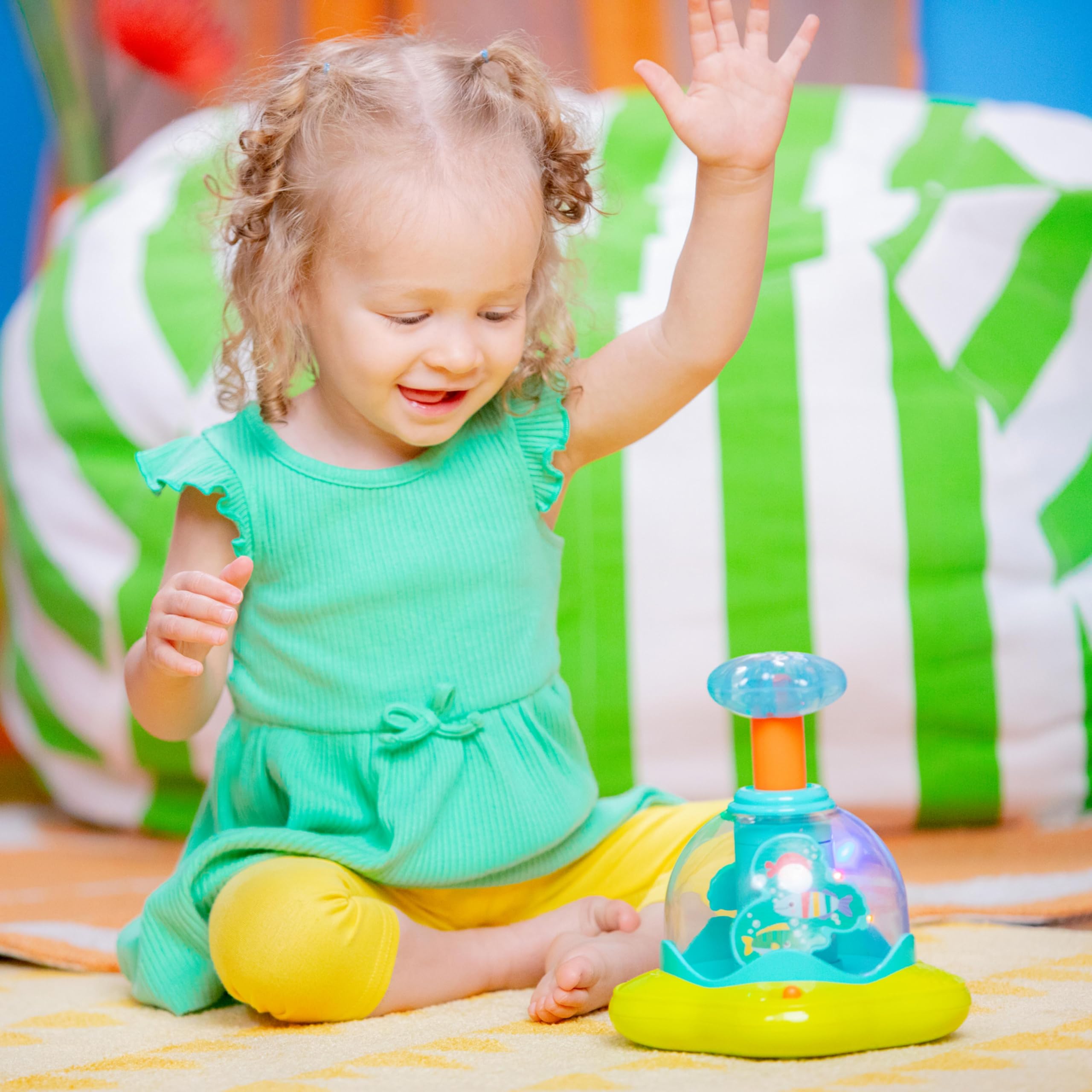 Bright Starts Press &amp; Glow Spinner - Light-Up Musical Activity Toy for 6+ Months 5