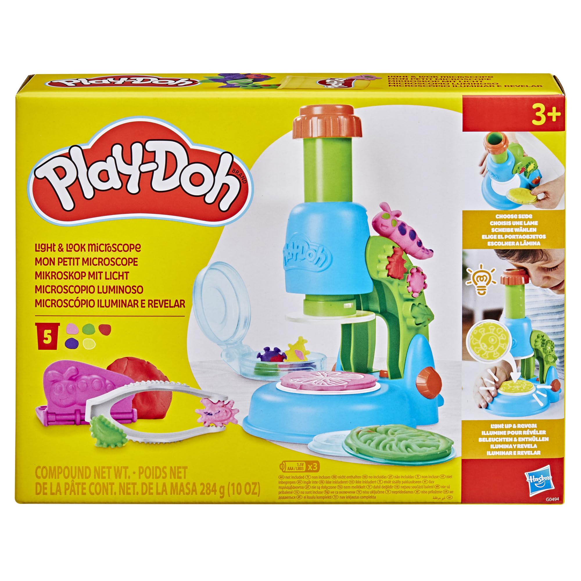 Play-Doh Light & Look Microscope Playset with 5 Tubs, Science Toy for Kids 3+