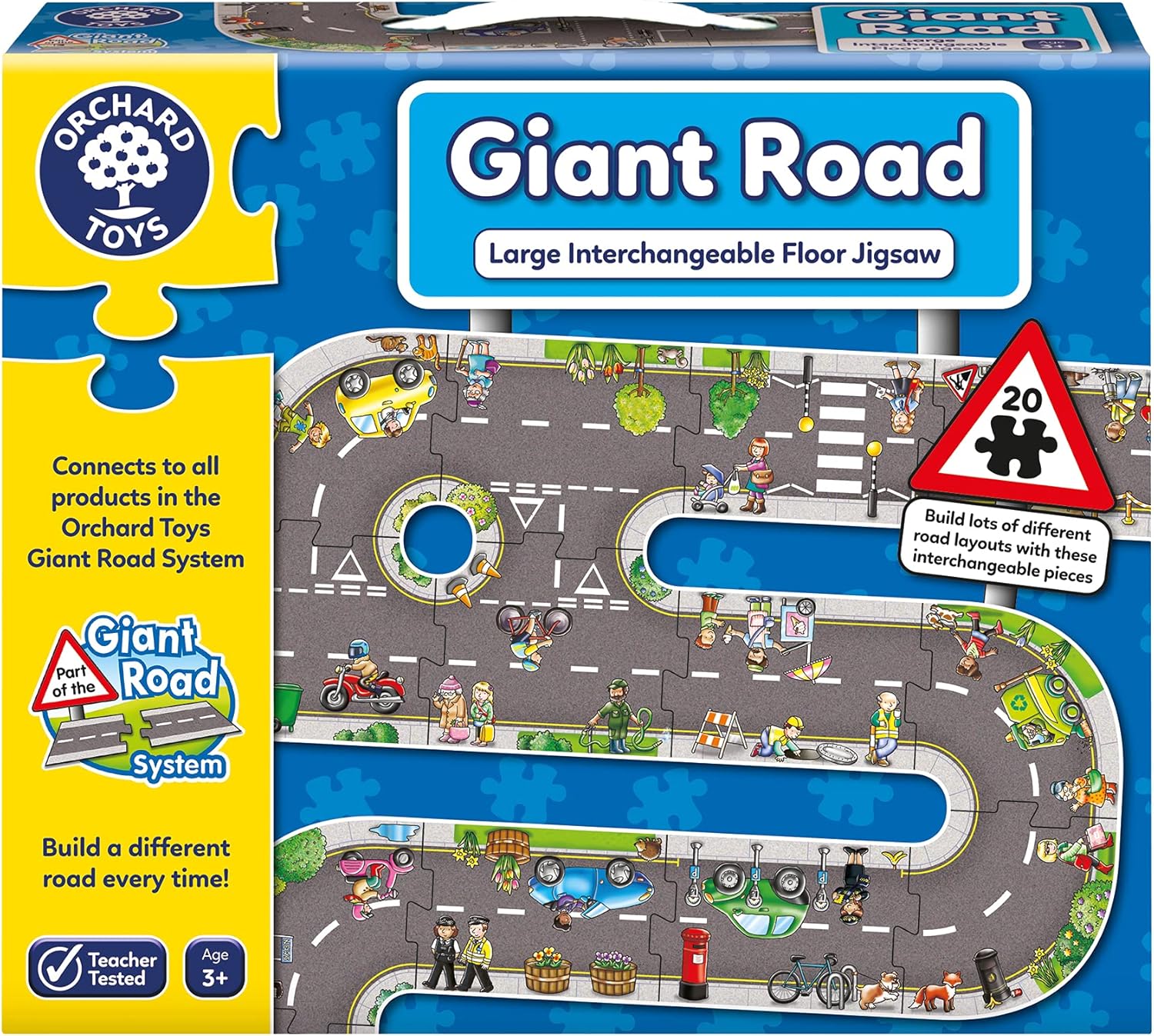 Orchard Toys Giant Road Floor Puzzle - Interchangeable 20-Piece Educational Puzzle for Ages 3+