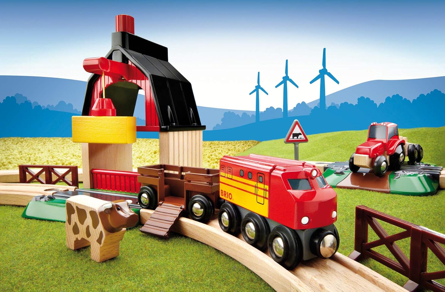 BRIO World Farm Train Set - Wooden Railway Playset with Magnetic Trains & Accessories 8