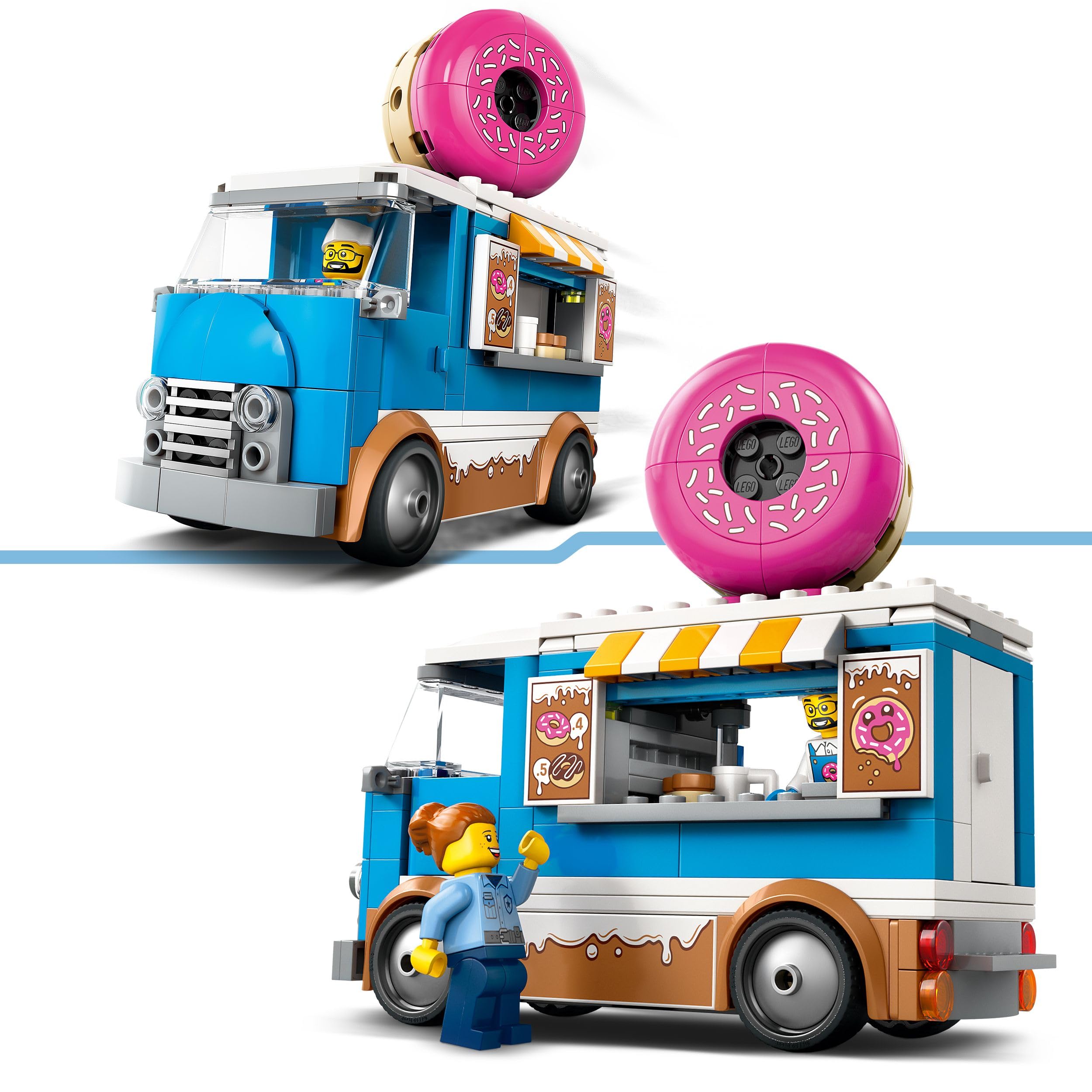LEGO City Donut Truck Toy with 2 Minifigures - Building Set for 5+ Year Olds