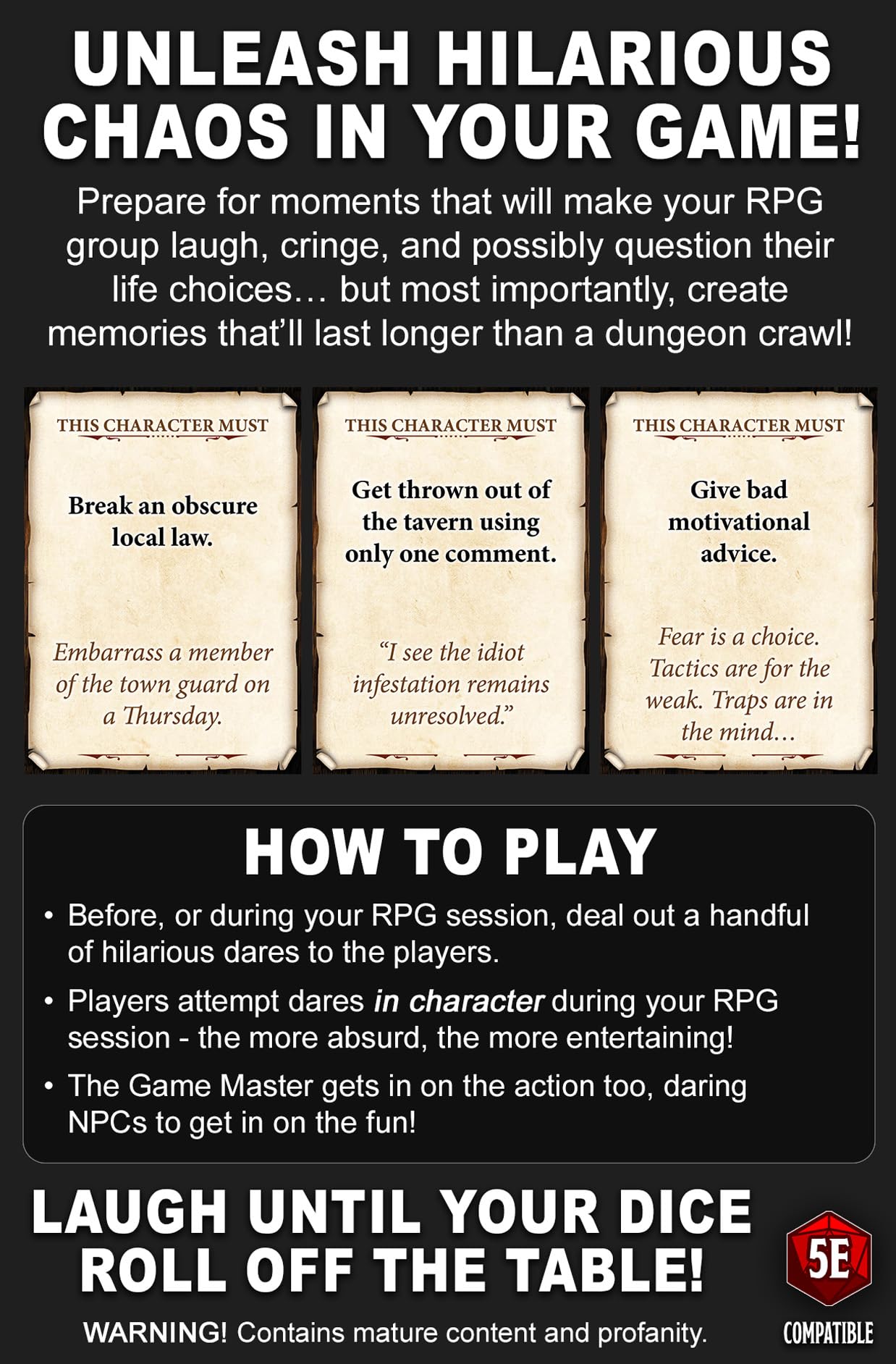 Loke Battlemats Dumb Dares & Silly Side Quests Card Game 4