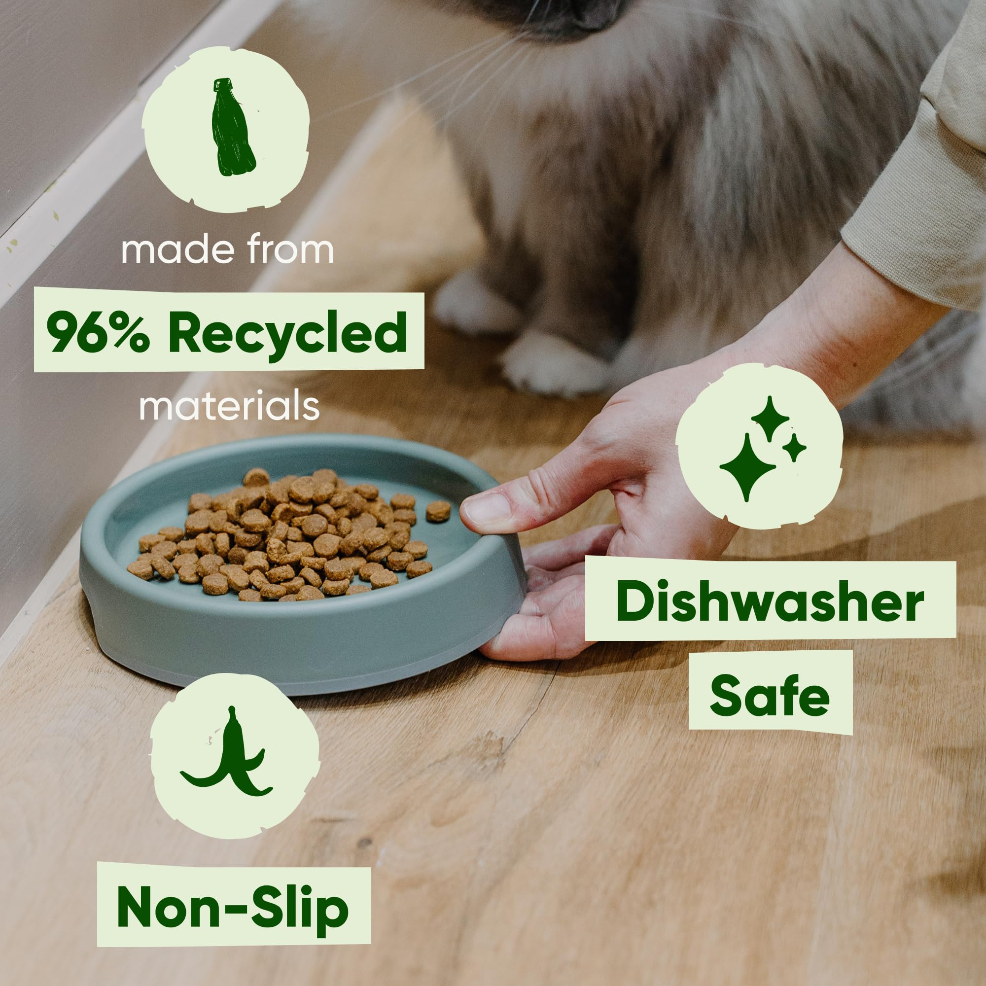 Beco Cat Bowl - Whisker-Friendly Steady Design | Recycled Plastic | Non-Slip Base 2