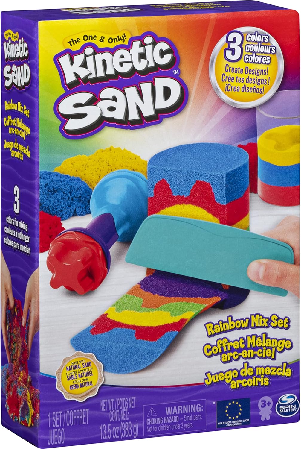 Kinetic Sand Rainbow Mix Set - 382g with 6 Tools for Kids 3+ 5