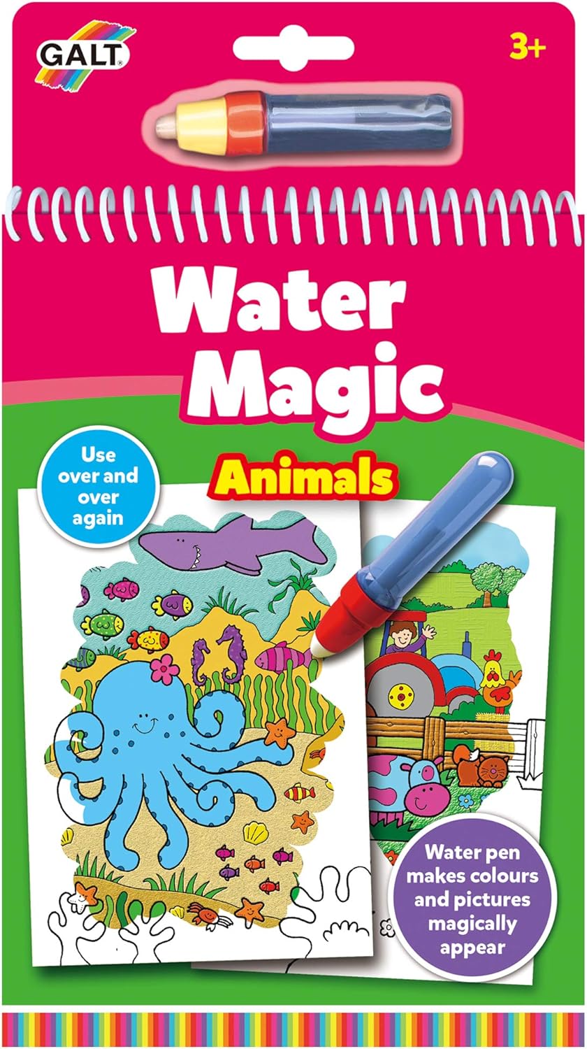 Galt Water Magic - Animals Reusable Water Reveal Colouring Book for Kids 3+
