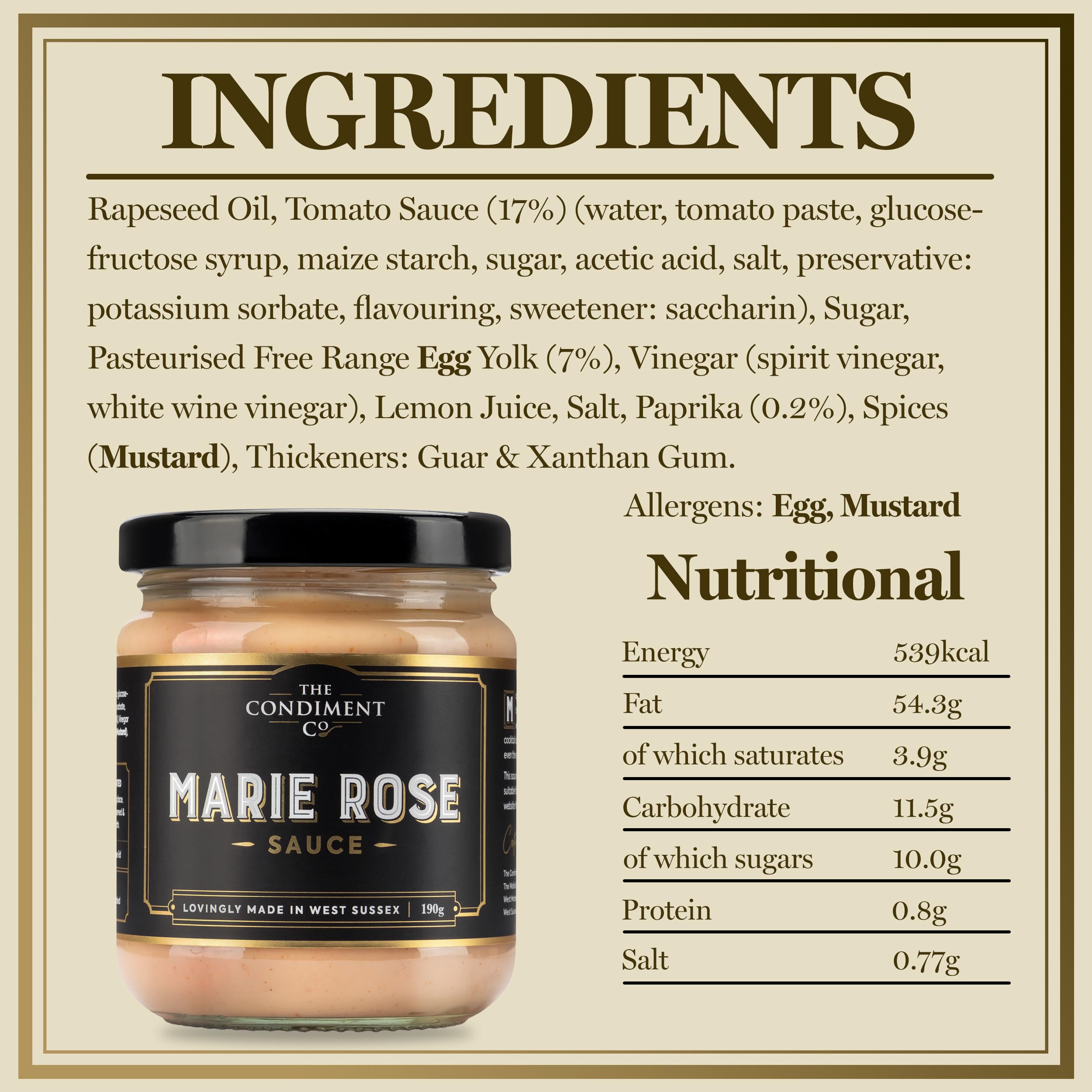 The Condiment Company Marie Rose Sauce 190g - Creamy Gluten-Free Cocktail Sauce 4