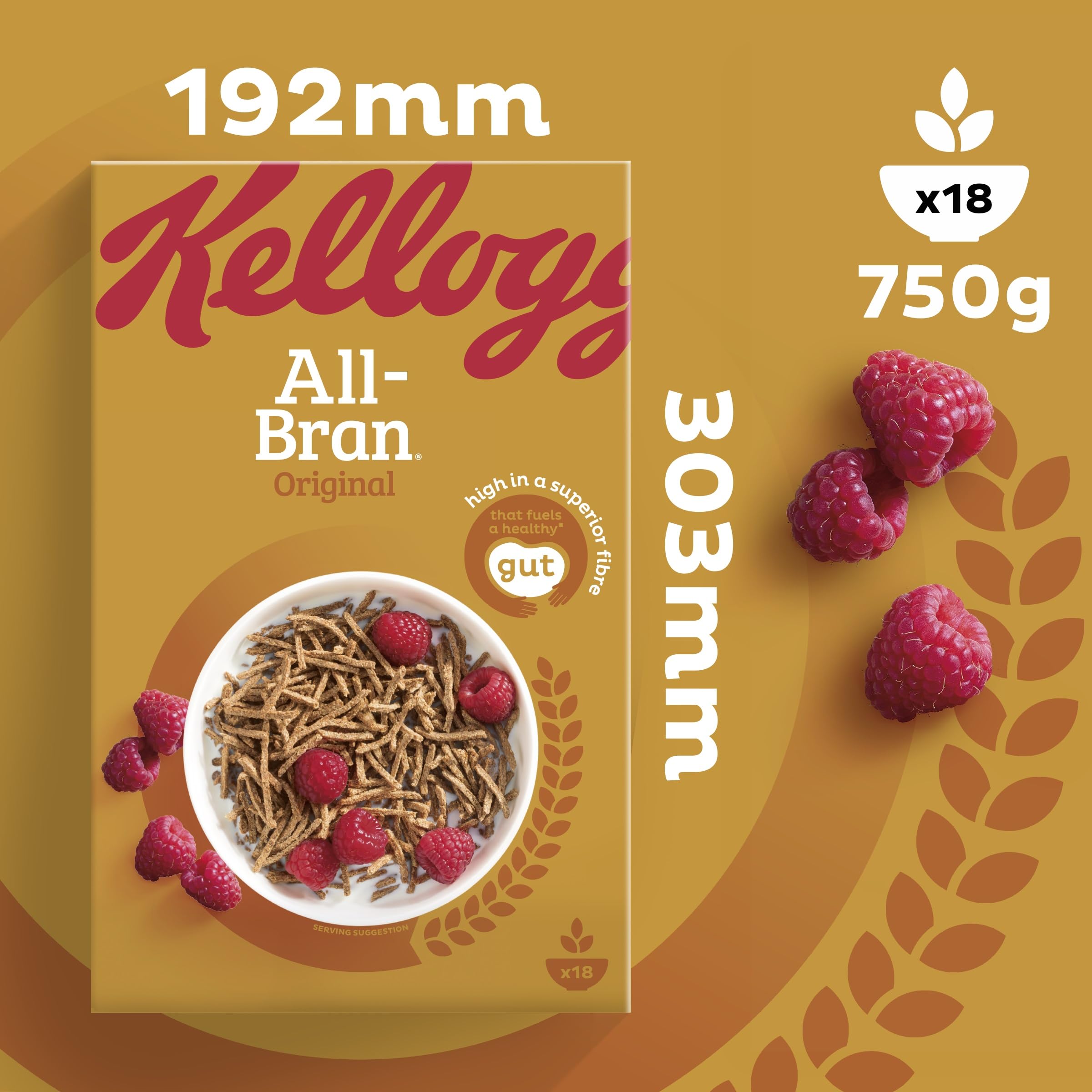 Kellogg's All-Bran Breakfast Cereal Box, 750g - High Fibre Whole Grain Cereal with Natural Wheat Bran 5
