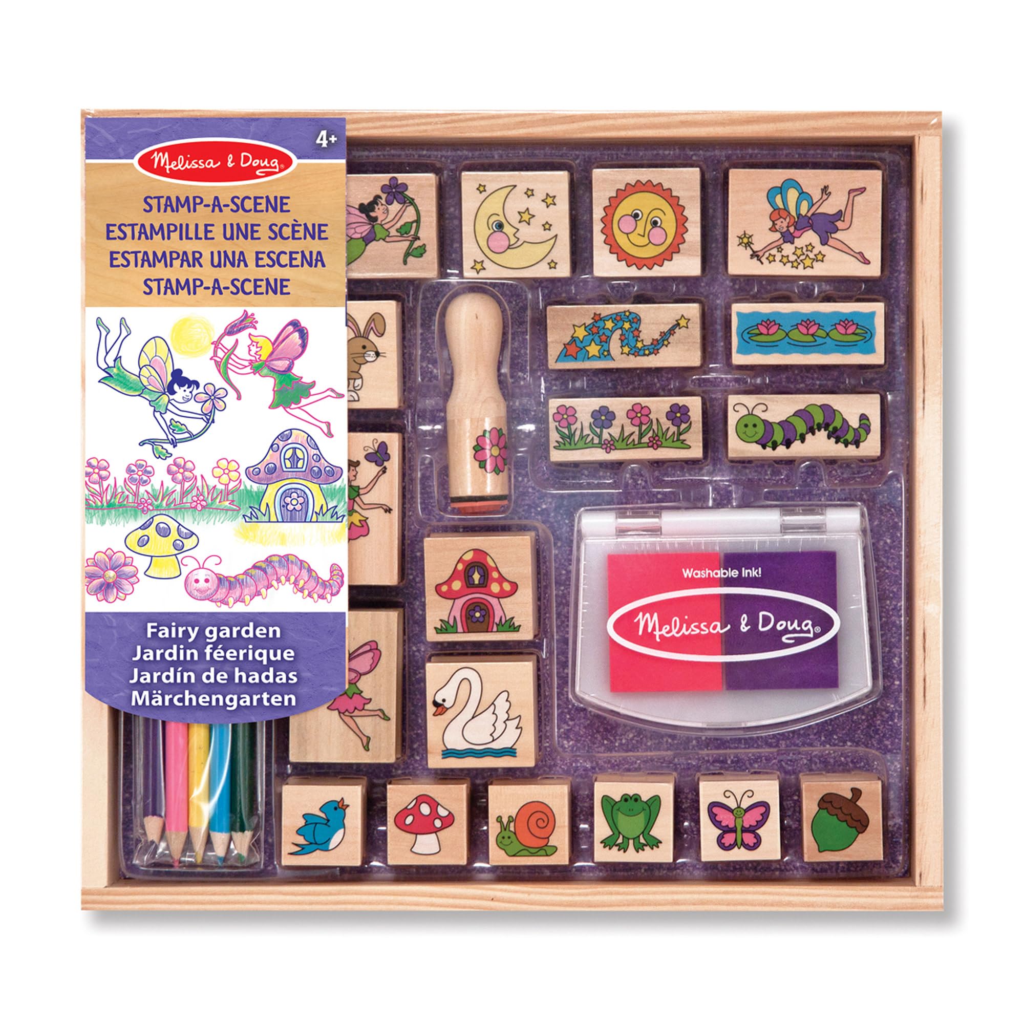 Melissa & Doug Stamp-a-Scene Fairy Garden - Wooden Stamp Set for Kids 4+ 11