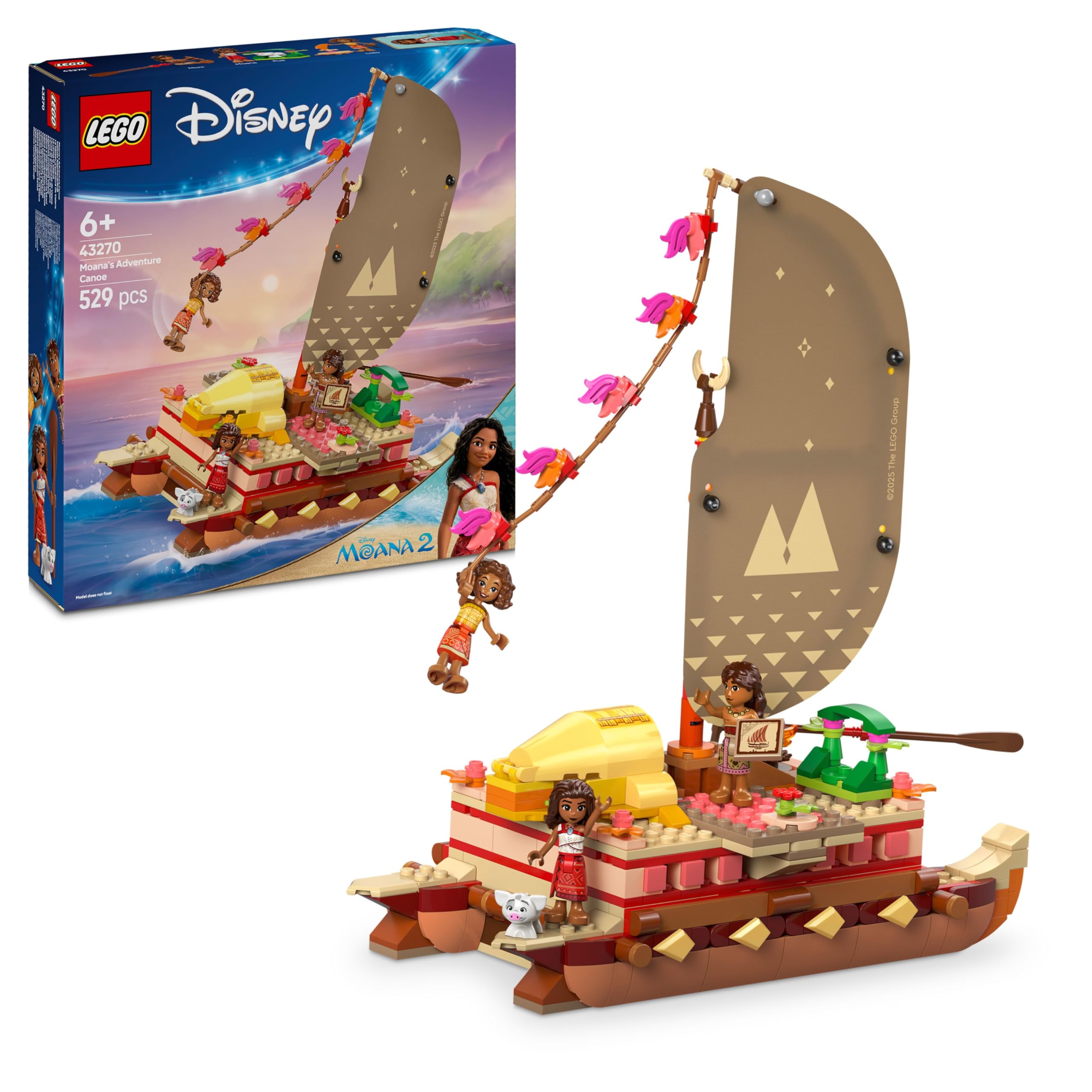 LEGO Disney Moana 2 Moana's Adventure Canoe 43270 Building Set for Ages 6+ 1