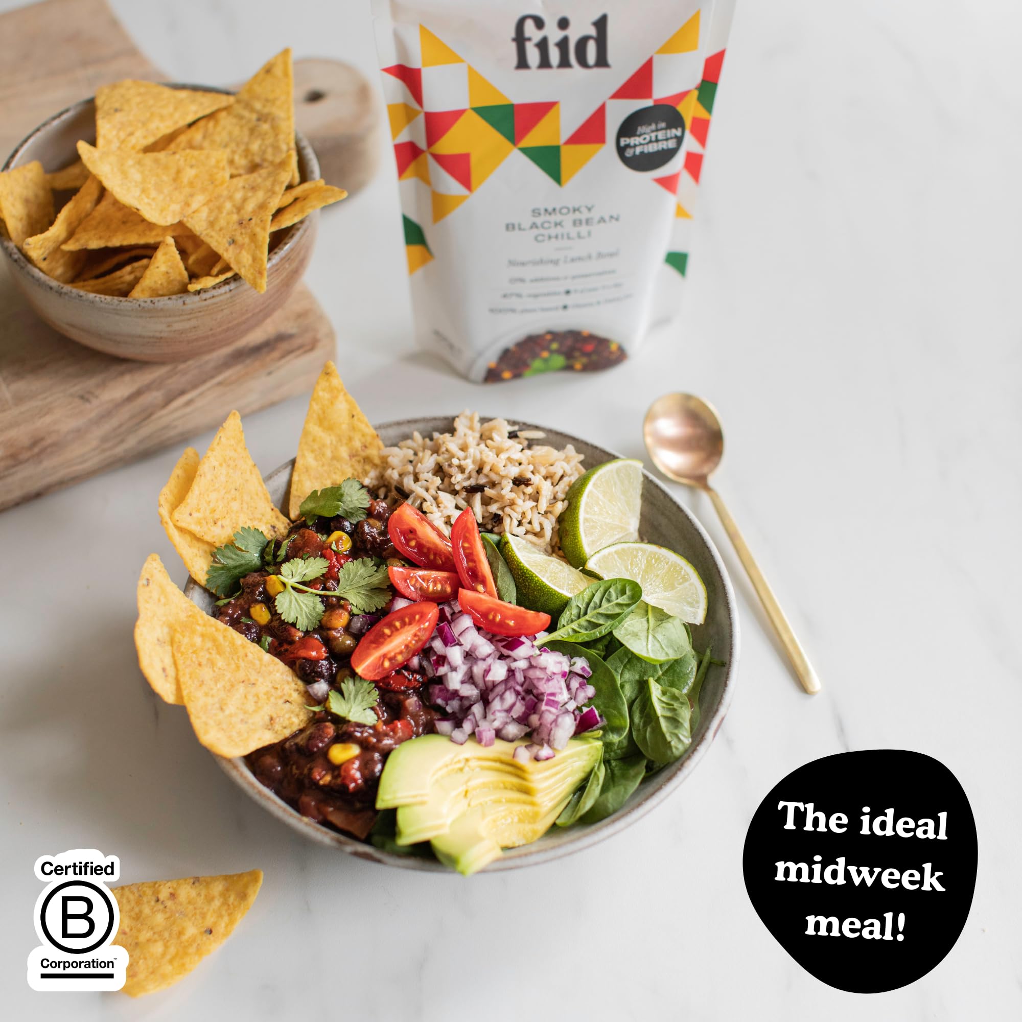 Fiid Mexican Black Bean Chilli - 3 x 100% Natural Vegan Microwave Ready Meals 17