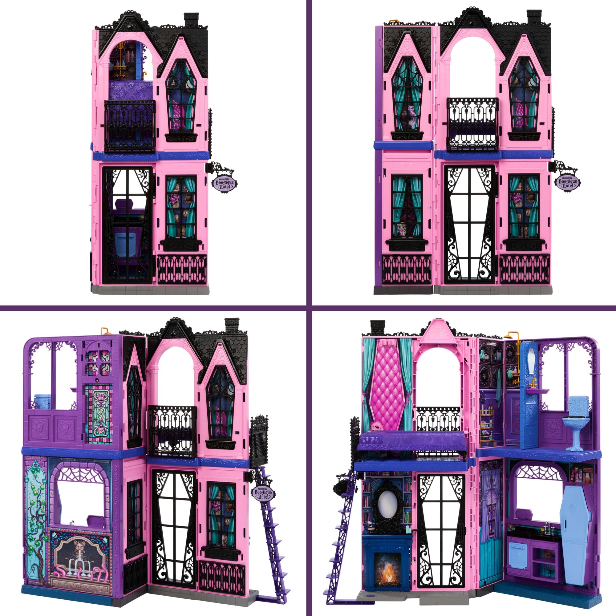 Monster High Boo-tique Hotel Doll House Playset | Foldable Storage | 13+ Accessories | Ages 4+ 4