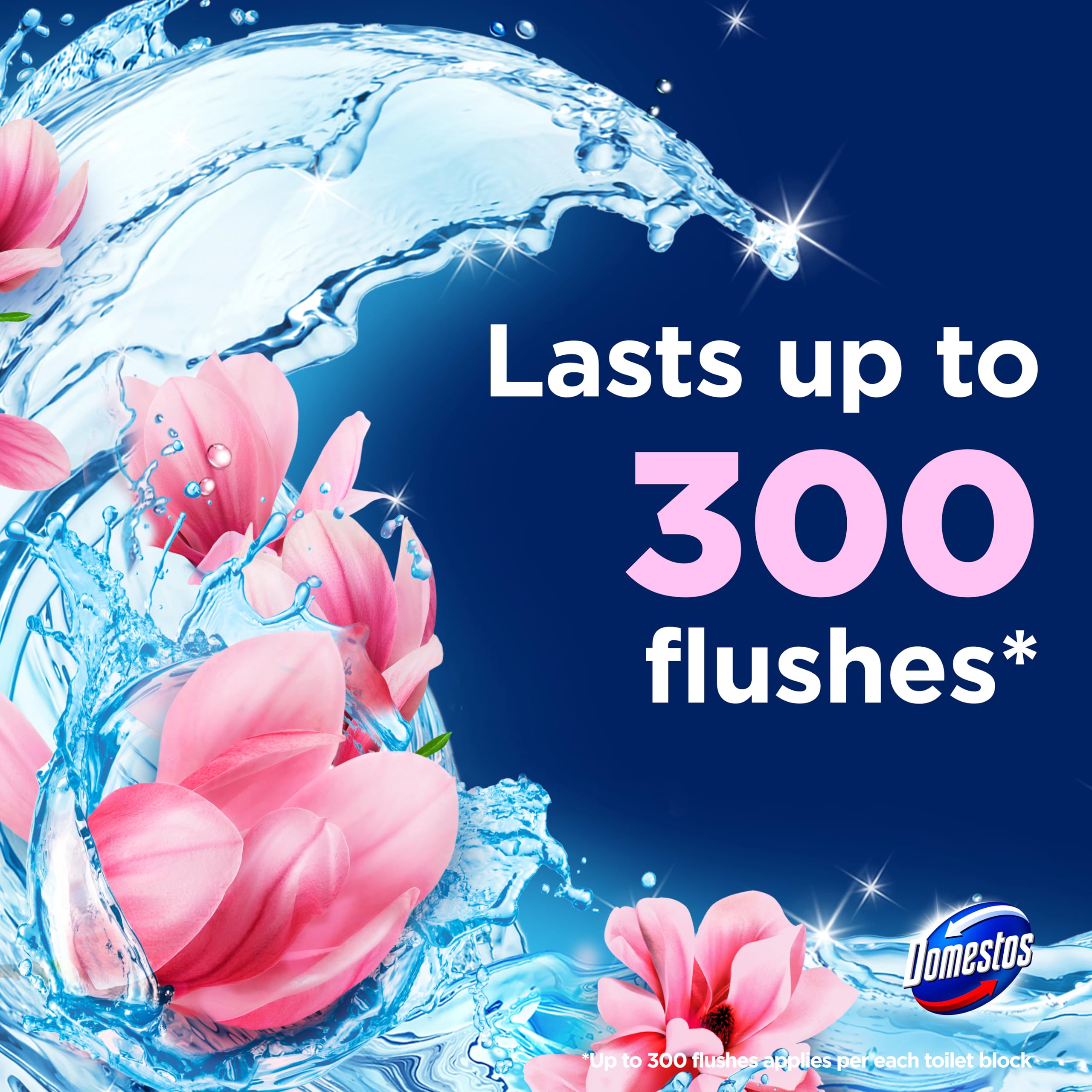 Domestos Power 5 Magnolia Toilet Rim Block - Long-Lasting Toilet Freshener for Up to 300 Flushes 3