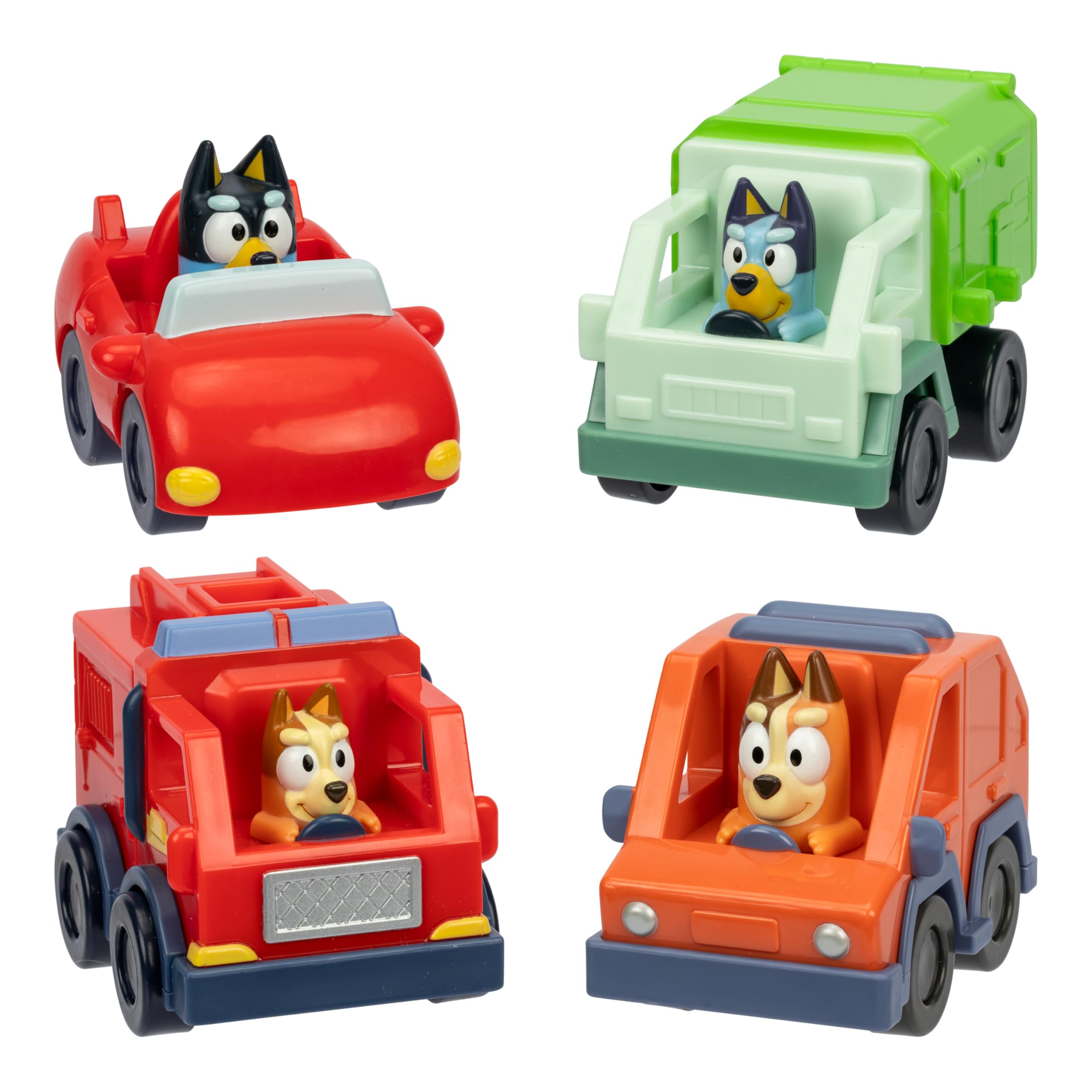 Bluey Mini Racers - 4 Collectible Vehicles with Free-Rolling Wheels for Preschoolers