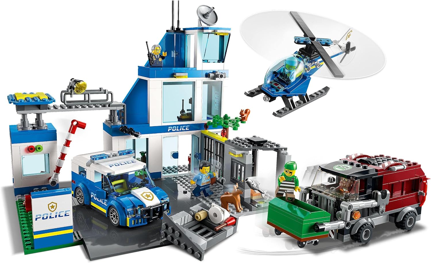 LEGO 60316 City Police Station Playset with Van, Helicopter & Garbage Truck - 668 Pieces