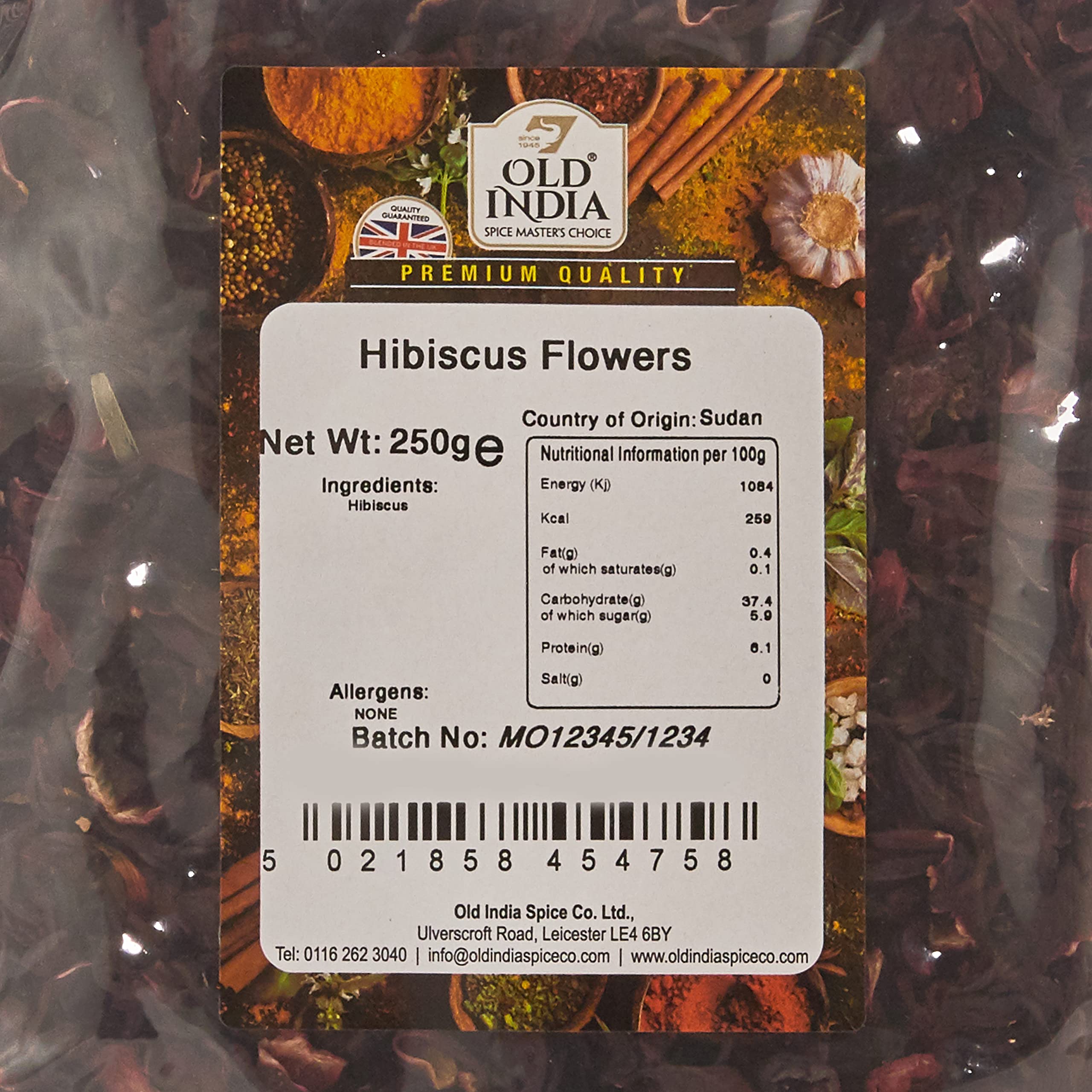 Old India Hibiscus Flowers Herbal Tea - 100% Natural | 250g Pack