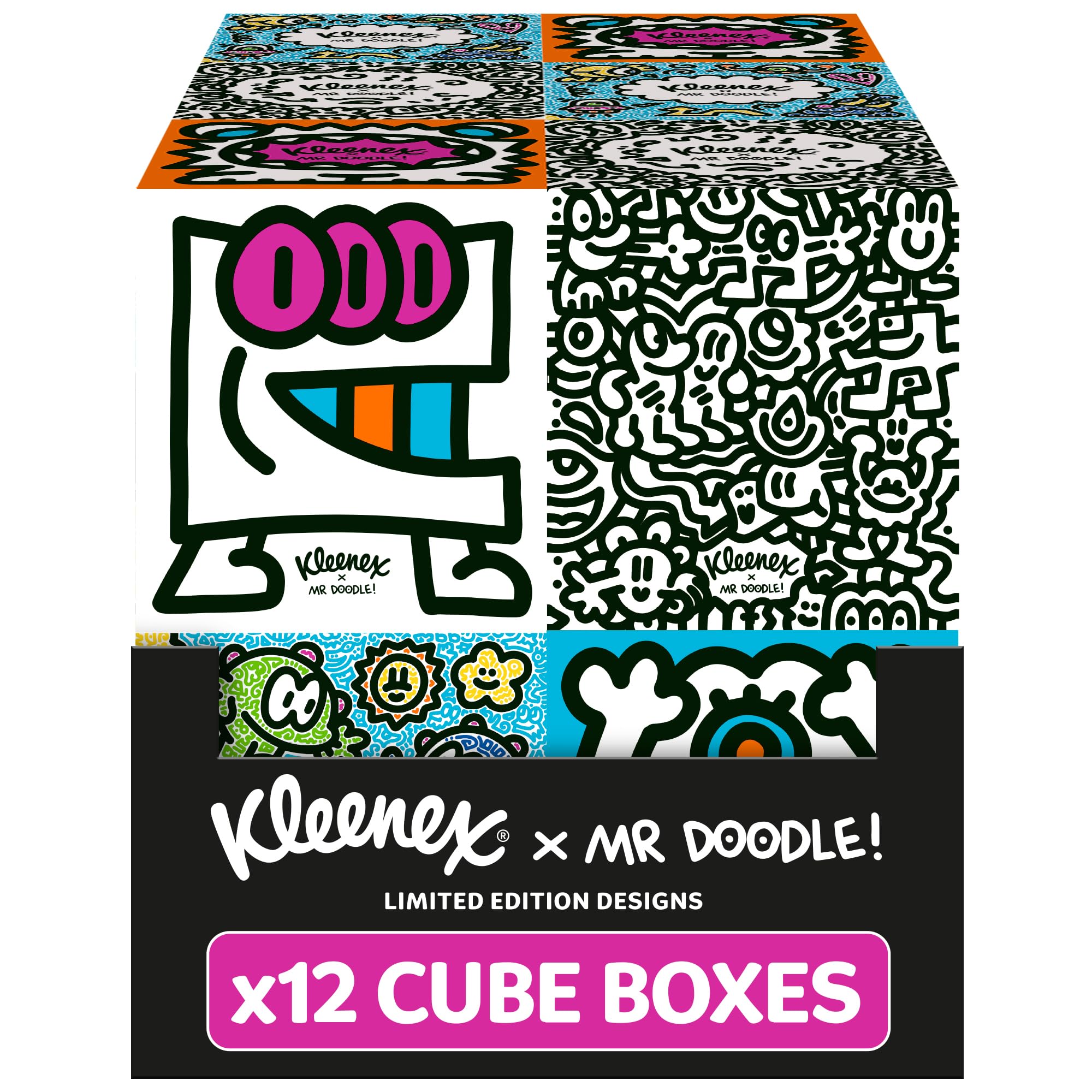 Kleenex - Mr Doodle Limited Edition Design Multipack Facial Tissues (12 Cubes)