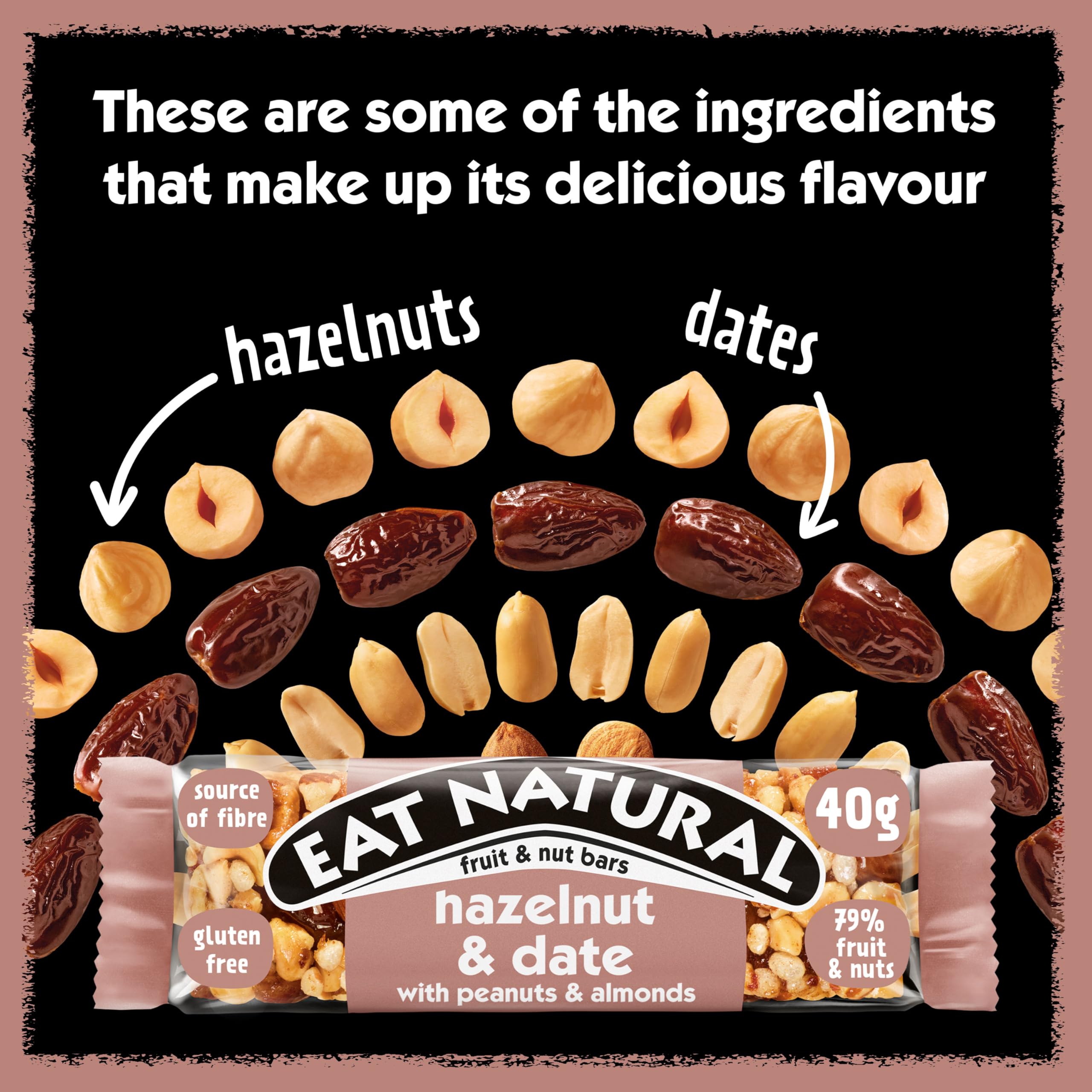 Eat Natural Hazelnut & Date with Peanuts & Almonds Fruit & Nut Bars 12 x 40g 5