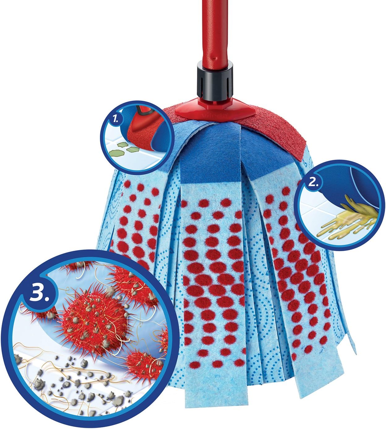 Vileda SuperMocio 3Action XL Mop and 10L Bucket with Torsion Wringer, Red/Blue 4