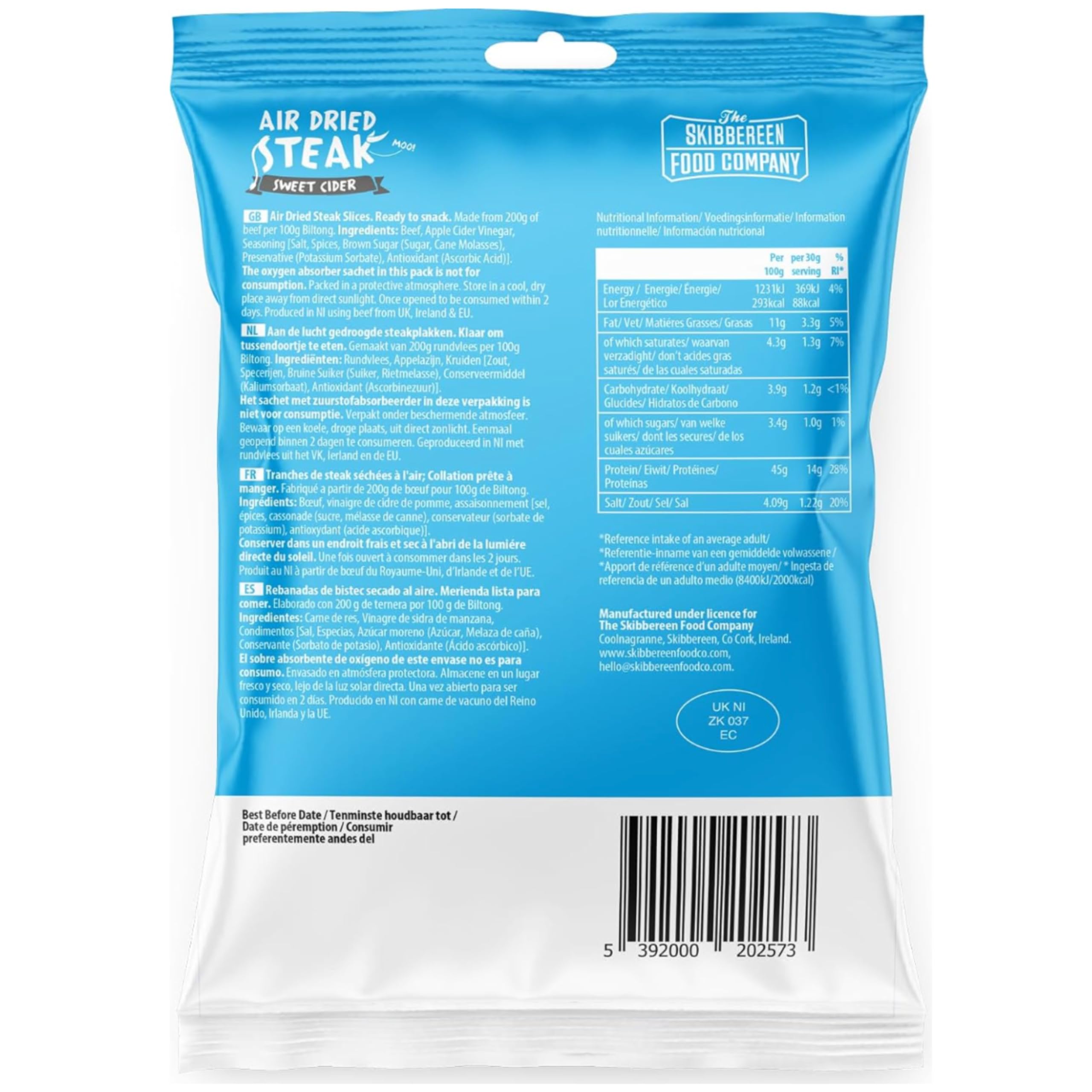 The Skibbereen Food Company Lean Beef Biltong Bites - Sweet Cider Flavor | 8 x 30g Pack | High Protein, Gluten Free 2