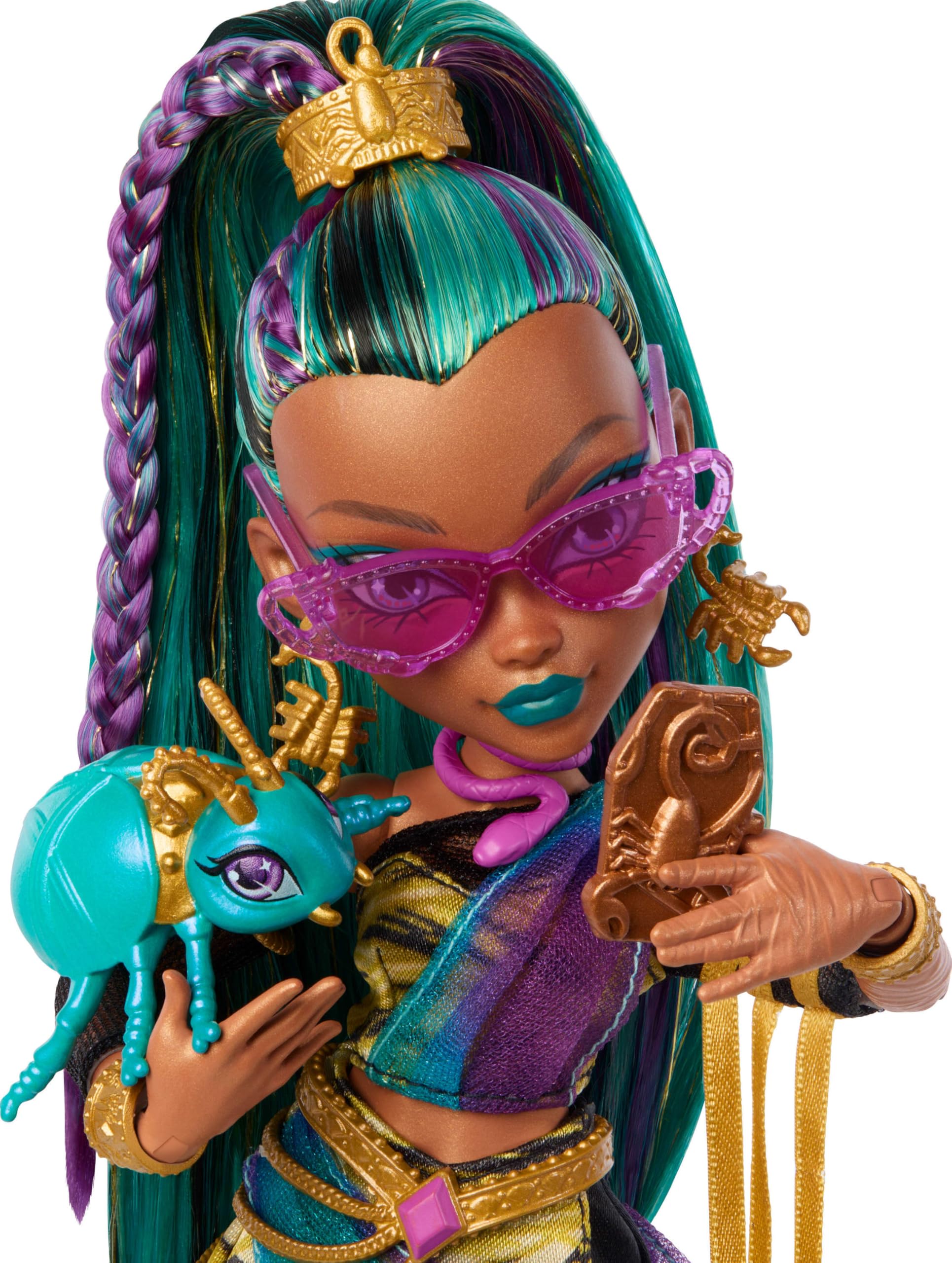 Monster High Nefera De Nile Doll, Royal Mummy in Dress with Pet Scarab Lavi 6