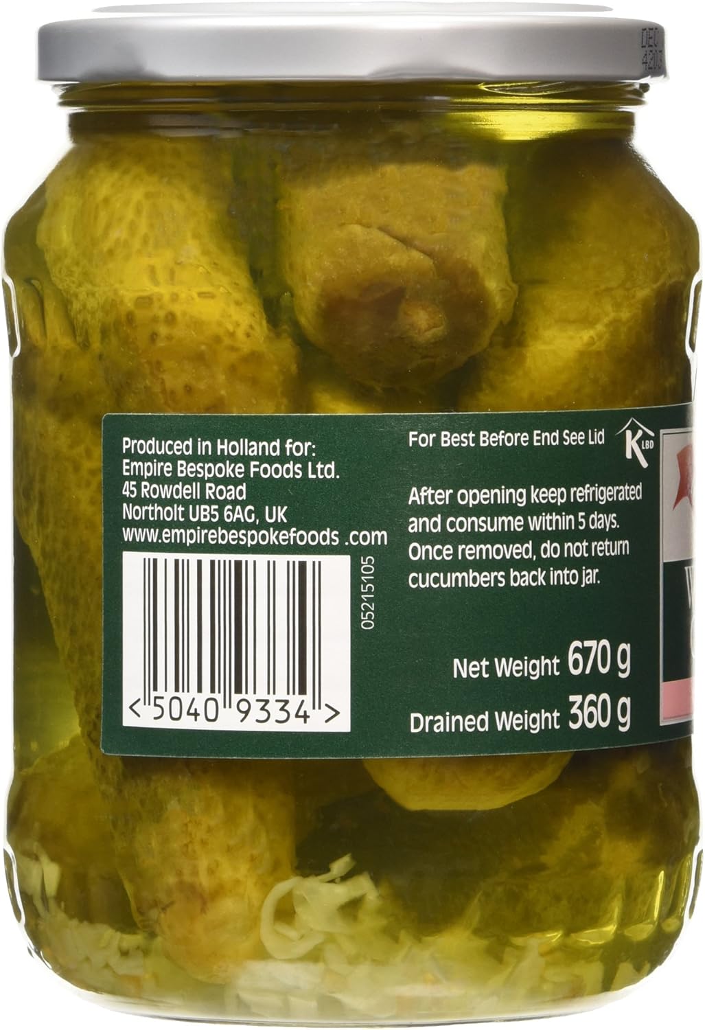 Elswood Whole Sweet Cucumbers 670g Jar 7