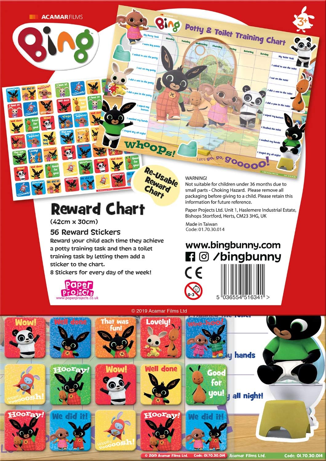 Bing Potty & Training Reward Chart with 56 Reusable Stickers - Ages 3-6 3