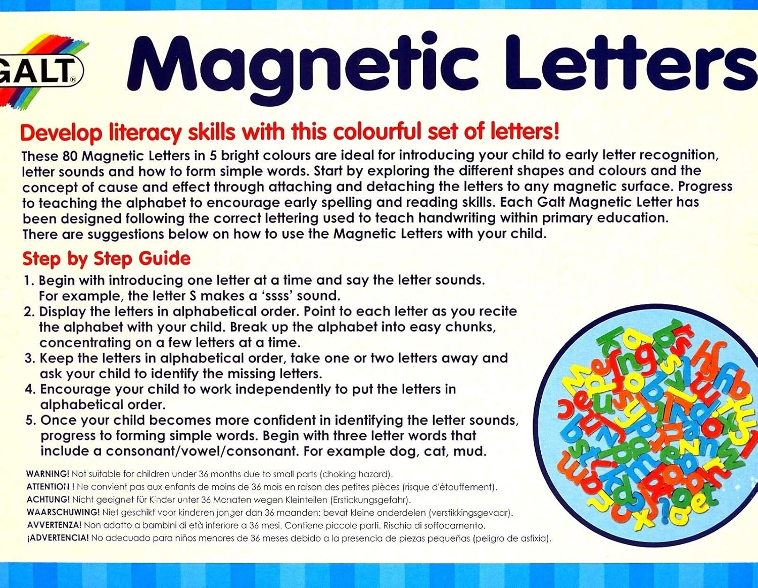 Galt Magnetic Letters - 80-Piece Lowercase Educational Playset for Ages 3+ 7