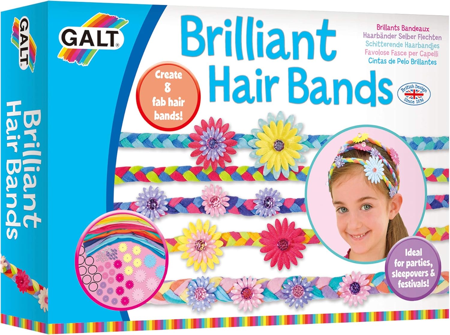 Galt Brilliant Hair Bands Craft Kit for Kids – Create 8 Decorative Hair Braids with Flowers and Beads