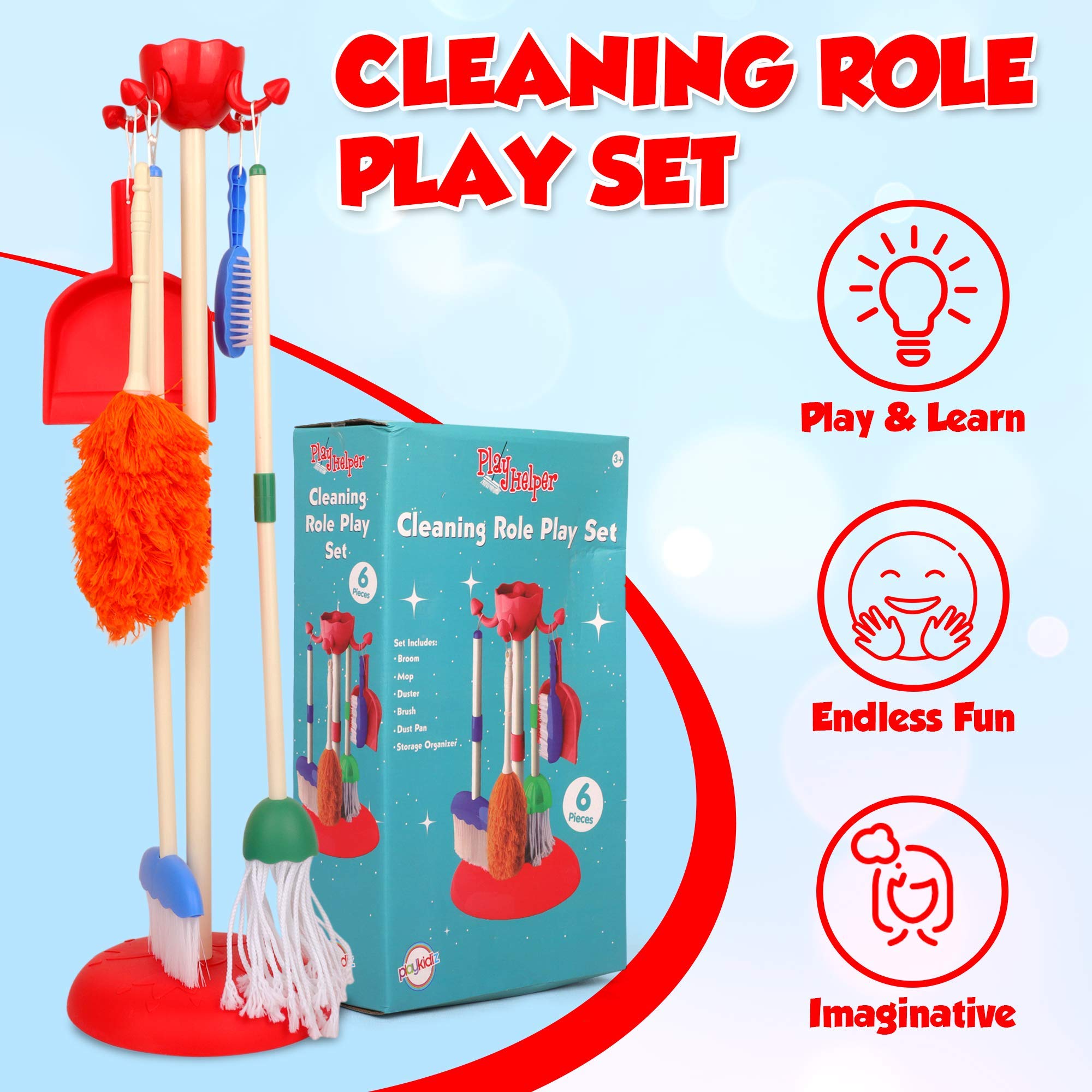 Playkidz Role Play Cleaning Set - 6 Pcs Household Toy for Kids Ages 3+ 5