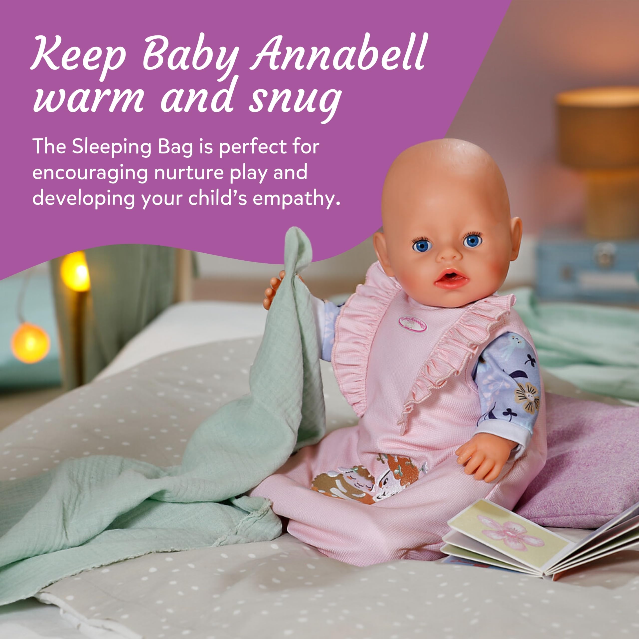 Baby Annabell Sleeping Bag - Pink Floral Design | Fits 36cm & 43cm Dolls | Ages 3+ 4