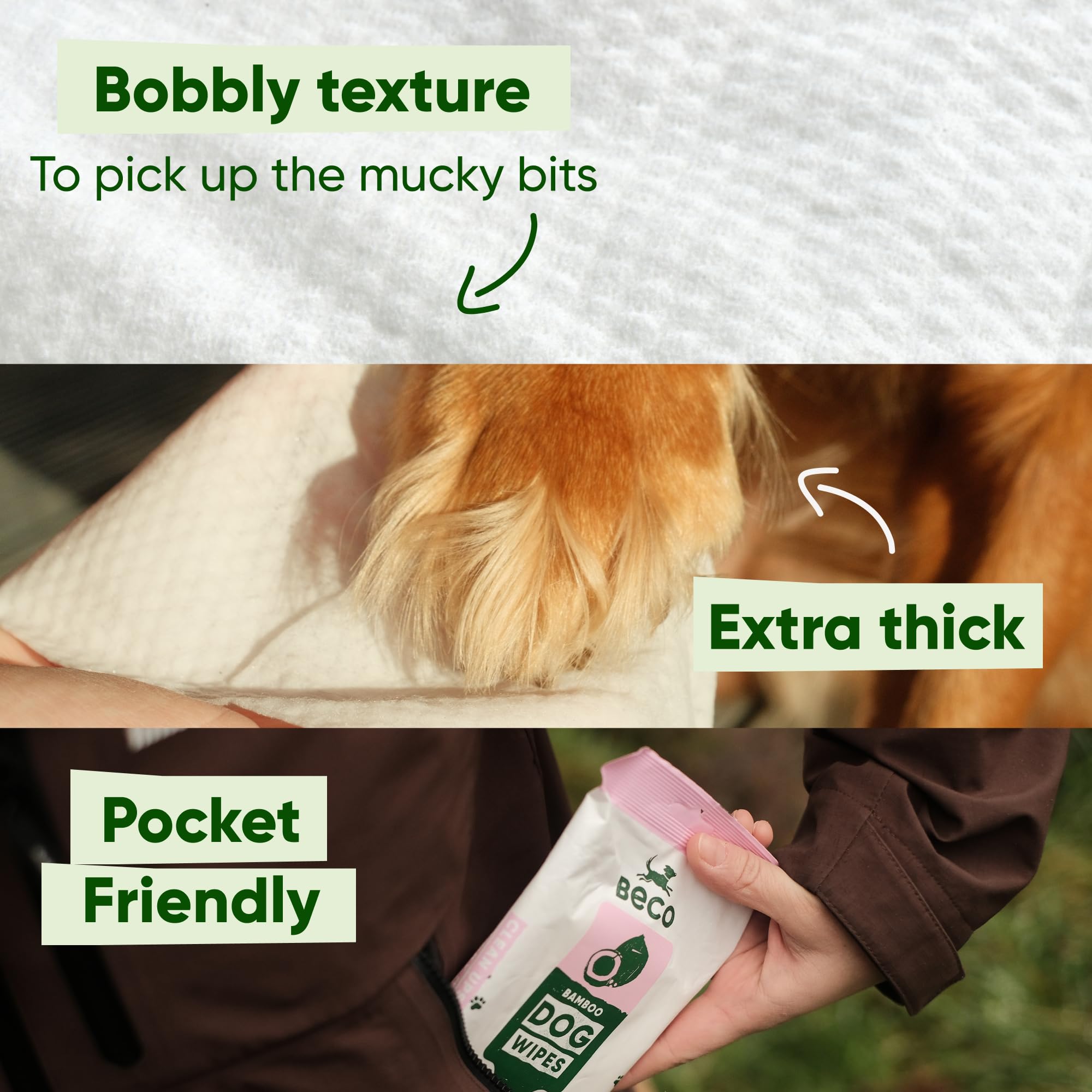Beco Dog Wipes - Coconut Scented, Hypoallergenic, 6 Travel Packs of 20 Wipes 5