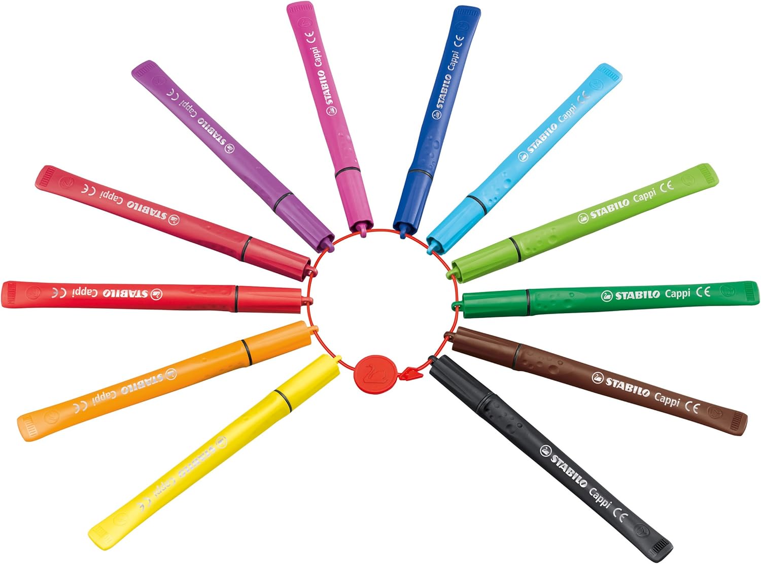 STABILO Cappi Fibre-Tip Pen with Cap-Ring - Pack of 24 Assorted Colours 12