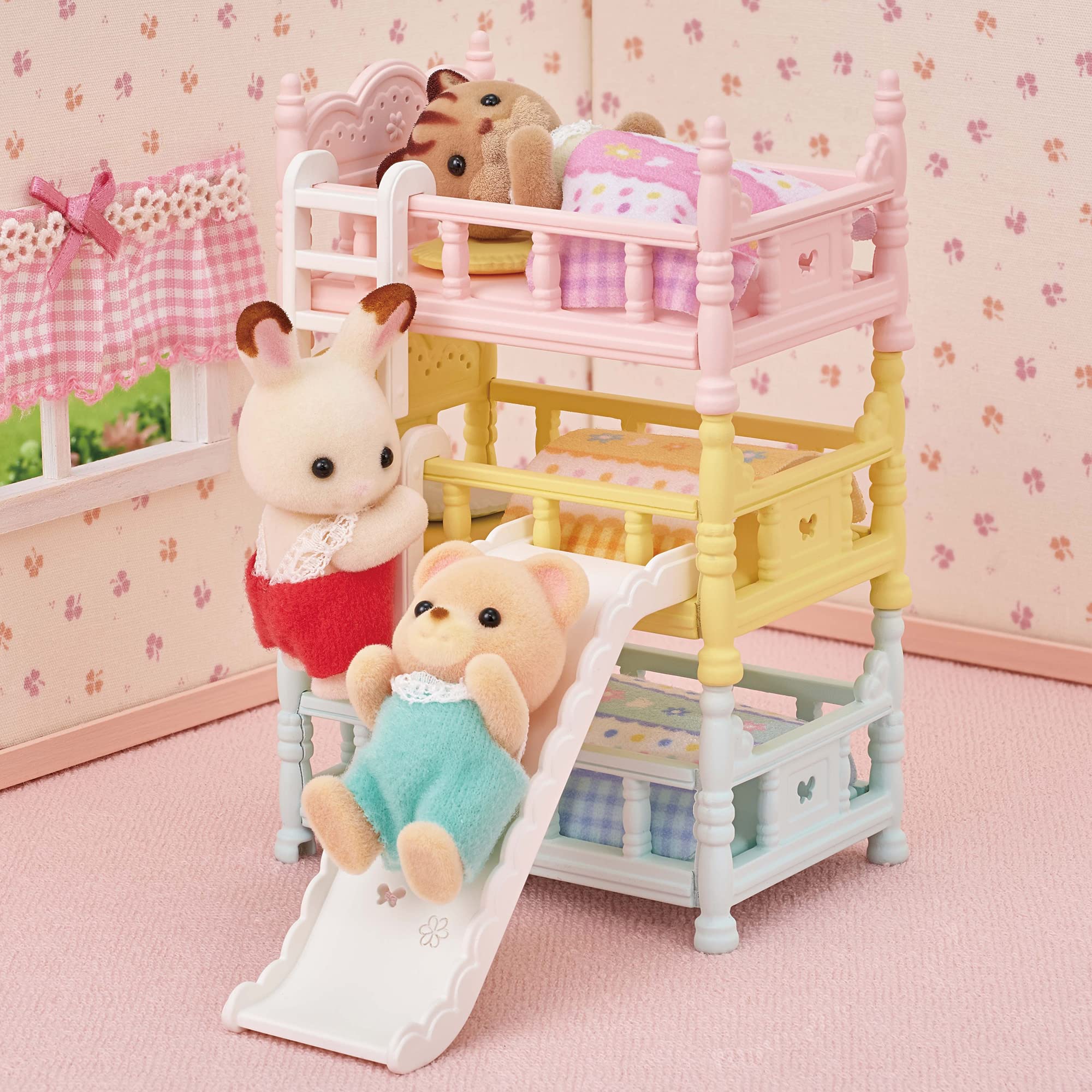 Sylvanian Families 5741 Triple Bunk Beds Playset | Includes Slide & Ladders | Ages 3+ 3