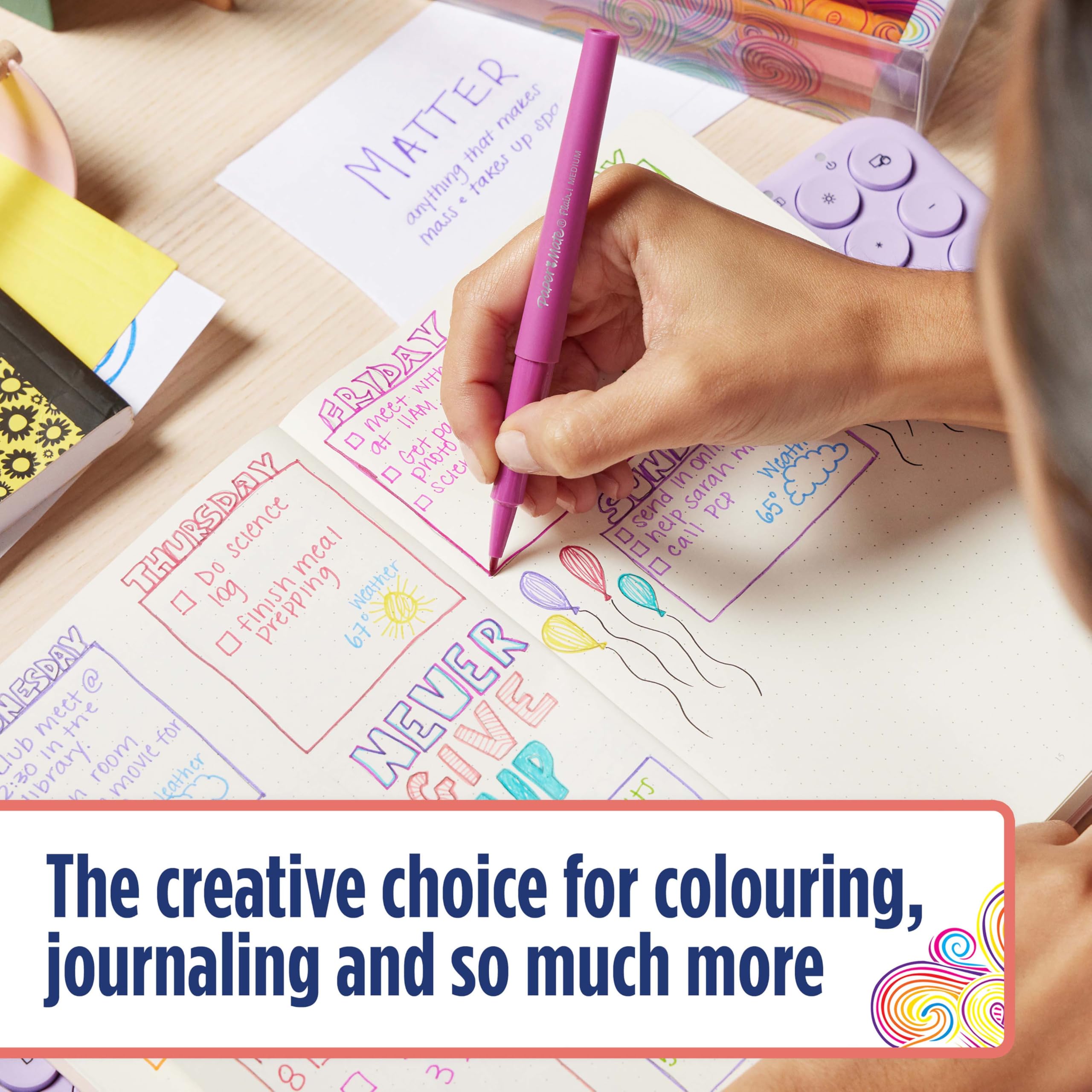 Paper Mate Flair Felt Tip Pens - Medium Point 0.7 mm Assorted Retro Colouring Pens, 16 Count 4