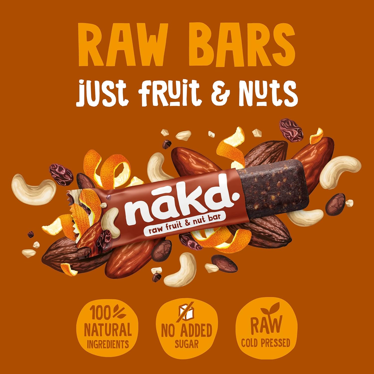 Nakd Cocoa Orange Natural Fruit & Nut Bars - Vegan, Gluten Free, No Added Sugar - 12 Pack 7