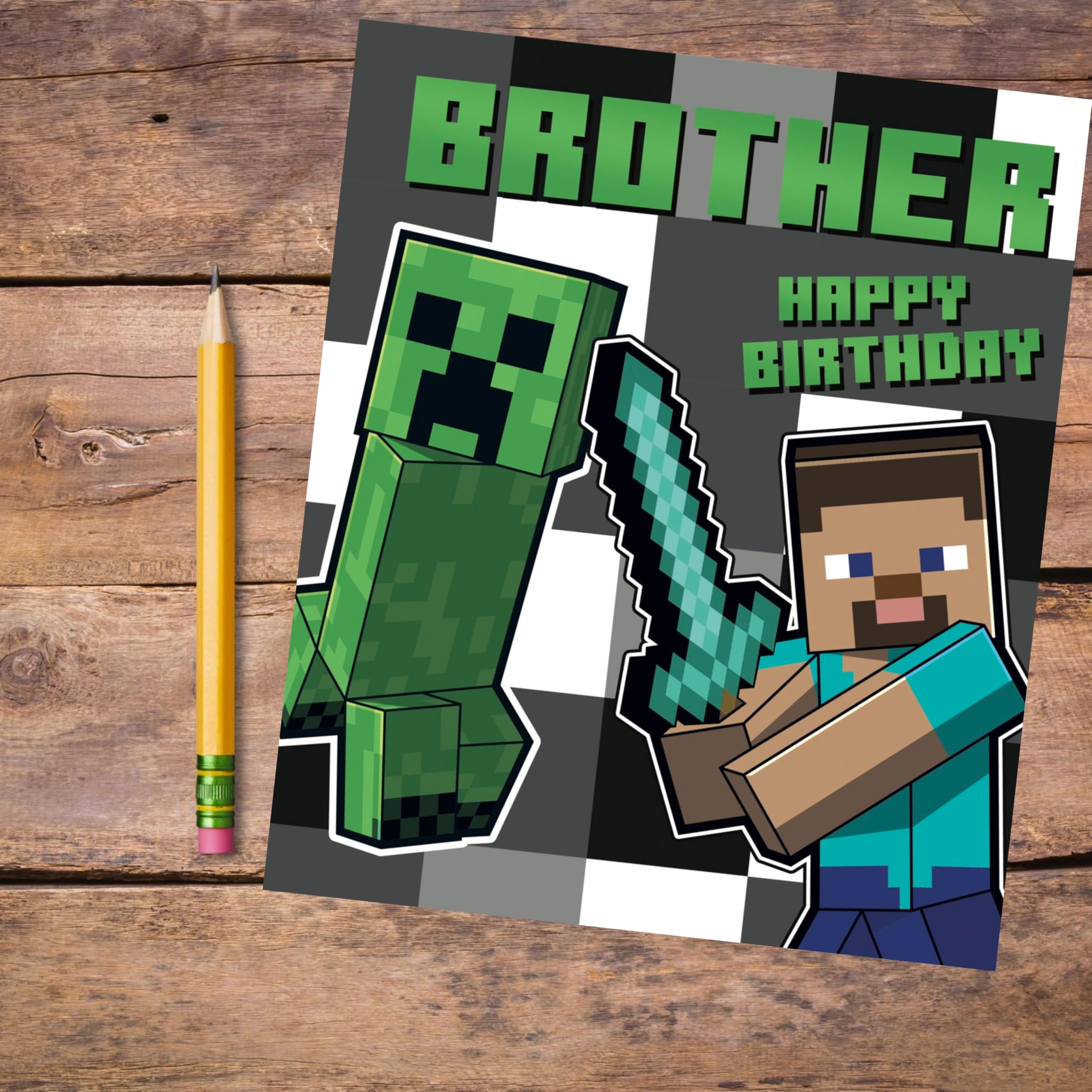 Danilo Promotions LTD Minecraft Birthday Card for Brother | Multi-Color | Model MN086 3