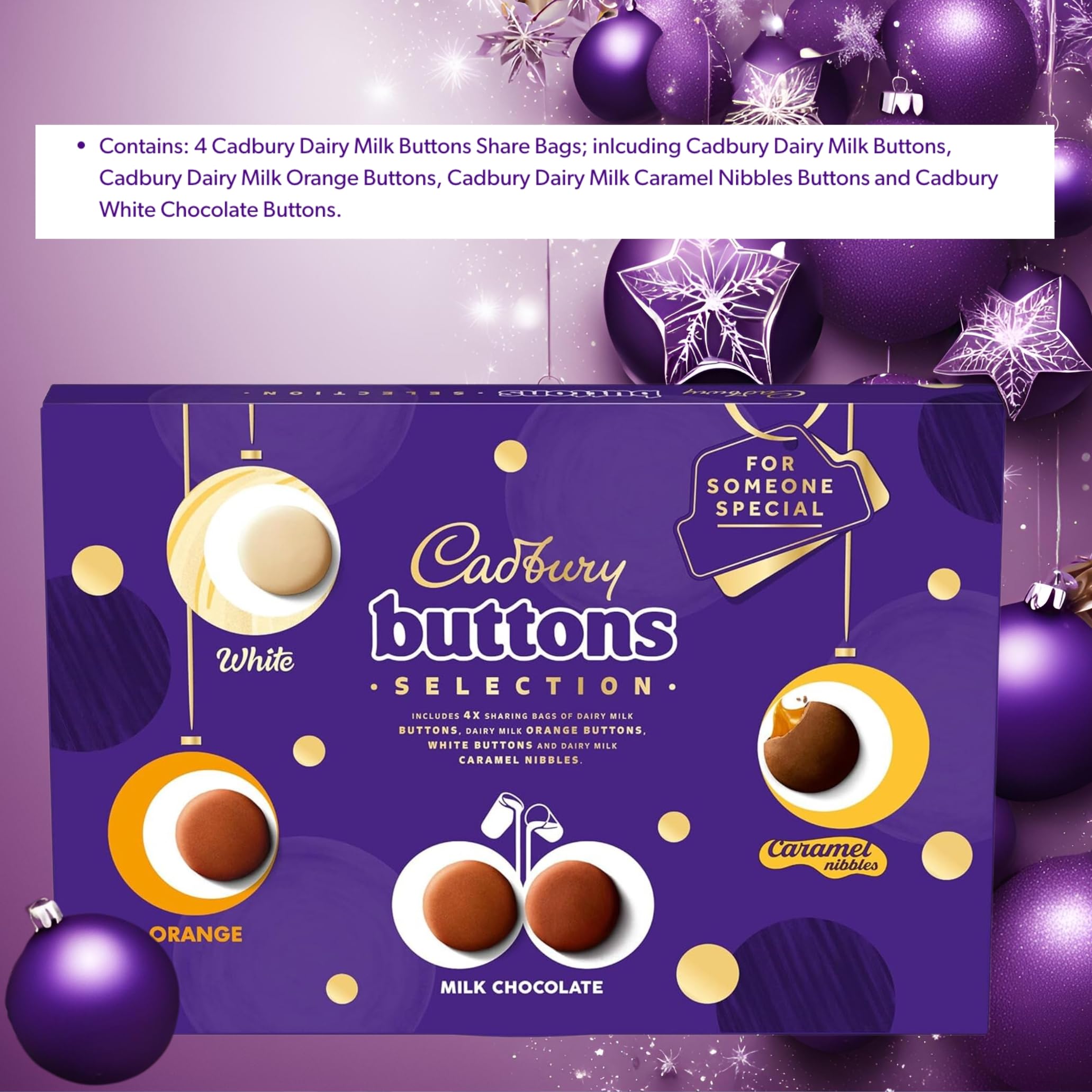 Cadbury Buttons Selection Box, Festive Chocolate Selection with Milk, Orange, and Caramel 5