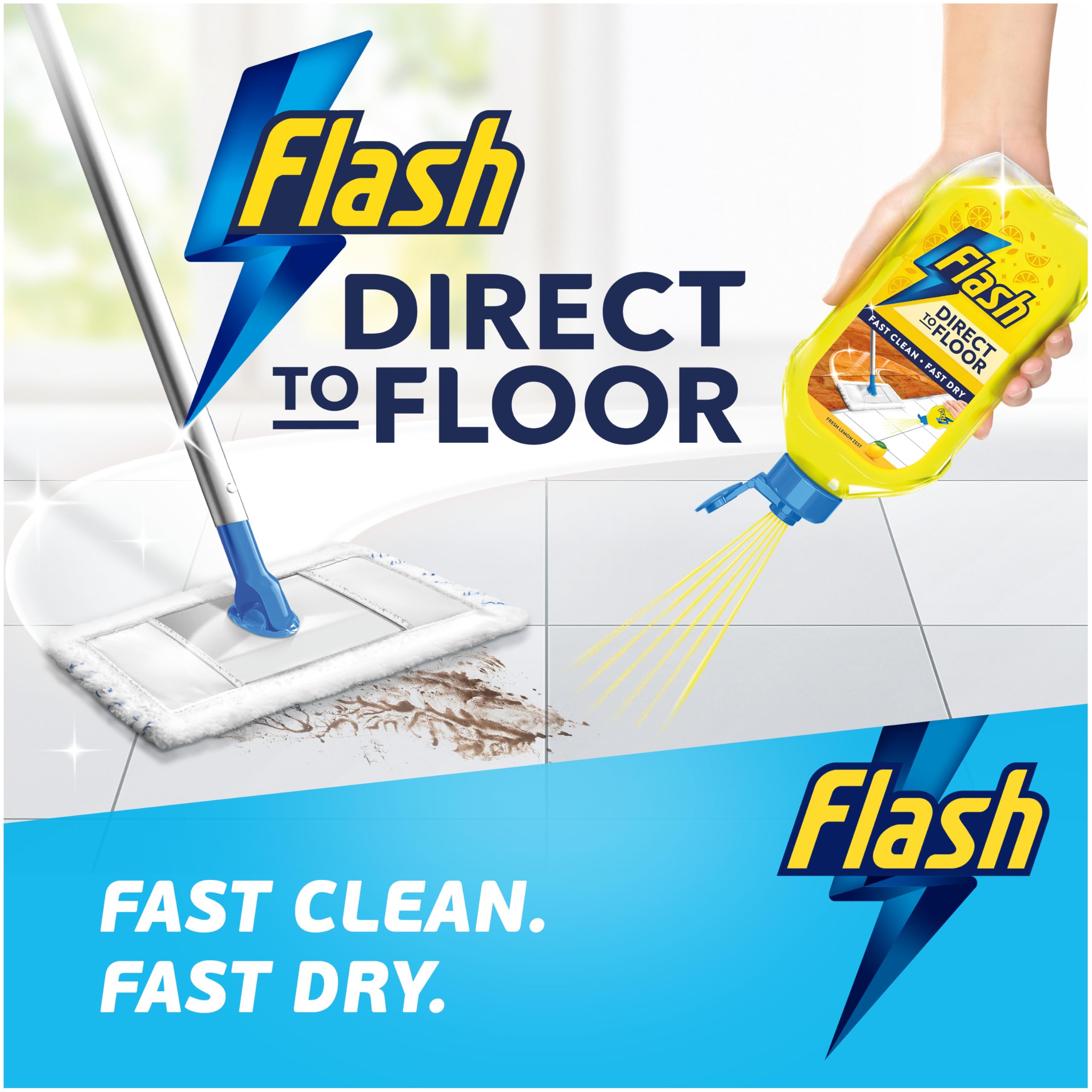 FLASH Direct To Floor Cleaner Berry & Cherry Blossom Liquid | 1.6L | Streak-Free 3
