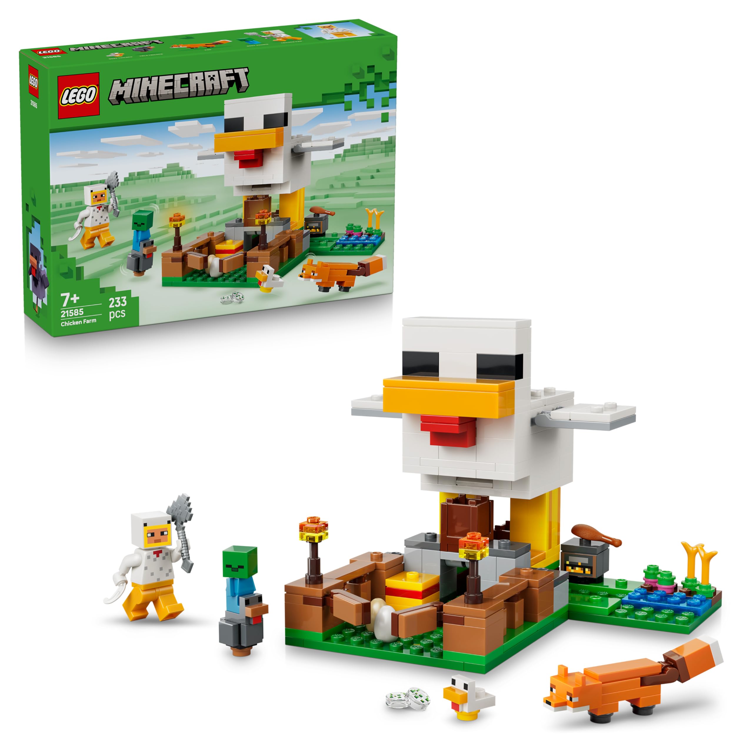 LEGO Minecraft Chicken Farm Building Set 21585 | Ages 7+ | Includes Chicken Fan Minifigure