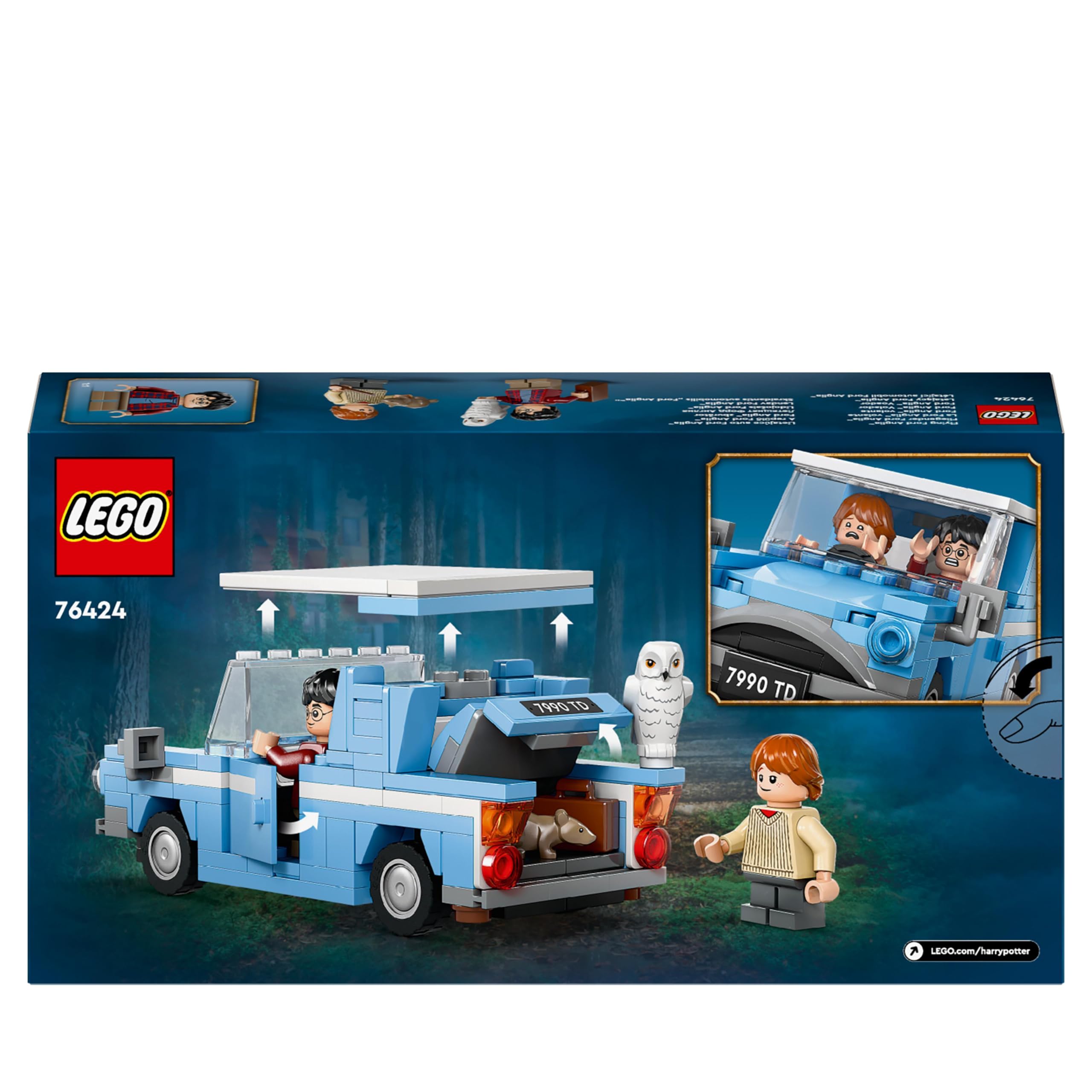 LEGO Harry Potter Flying Ford Anglia 76424 Building Set - 165-Piece Car Toy with Minifigures for Kids 7+ 9
