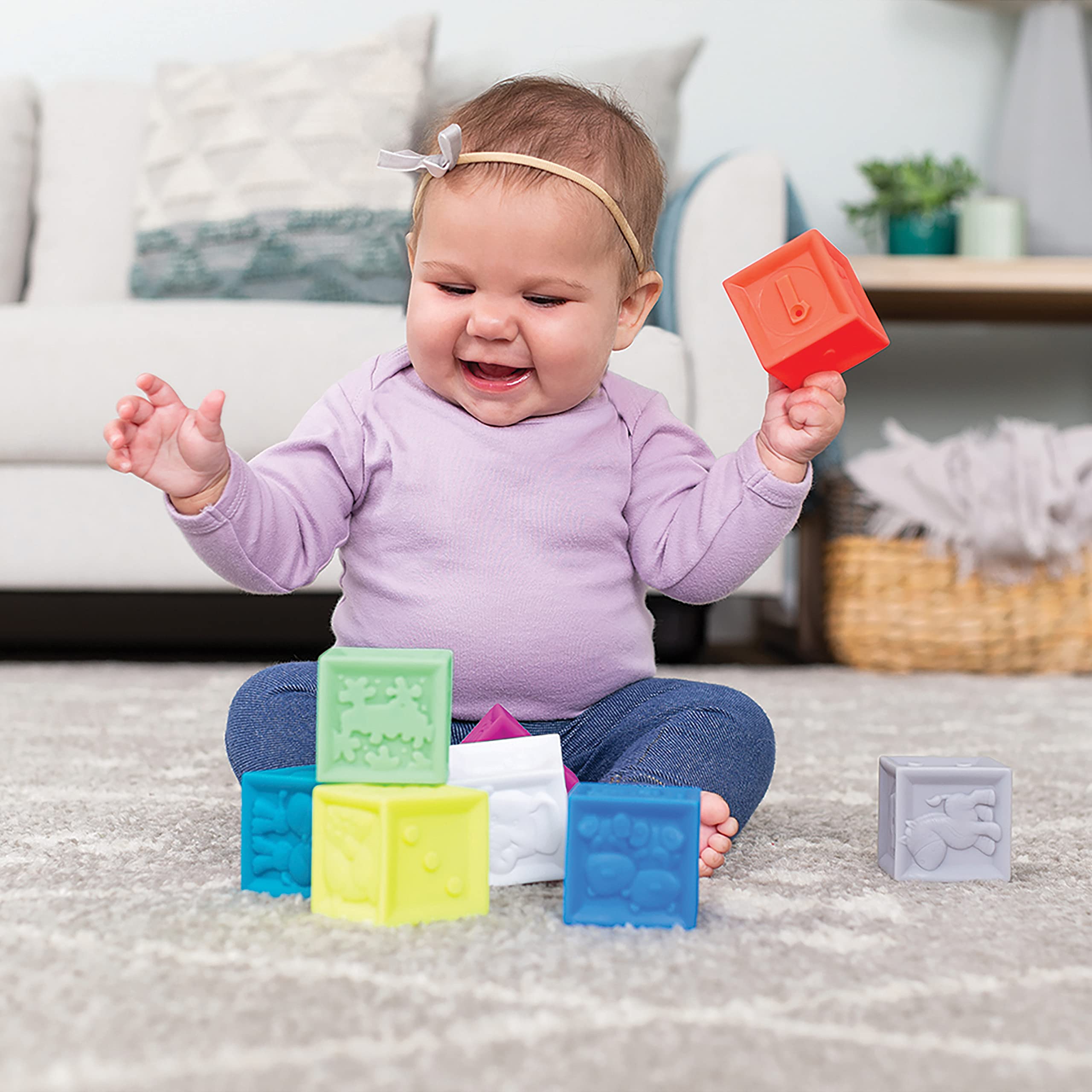 Infantino Squeeze and Stack Blocks Set - Sensory & Educational Toy for 6 Months+ 3