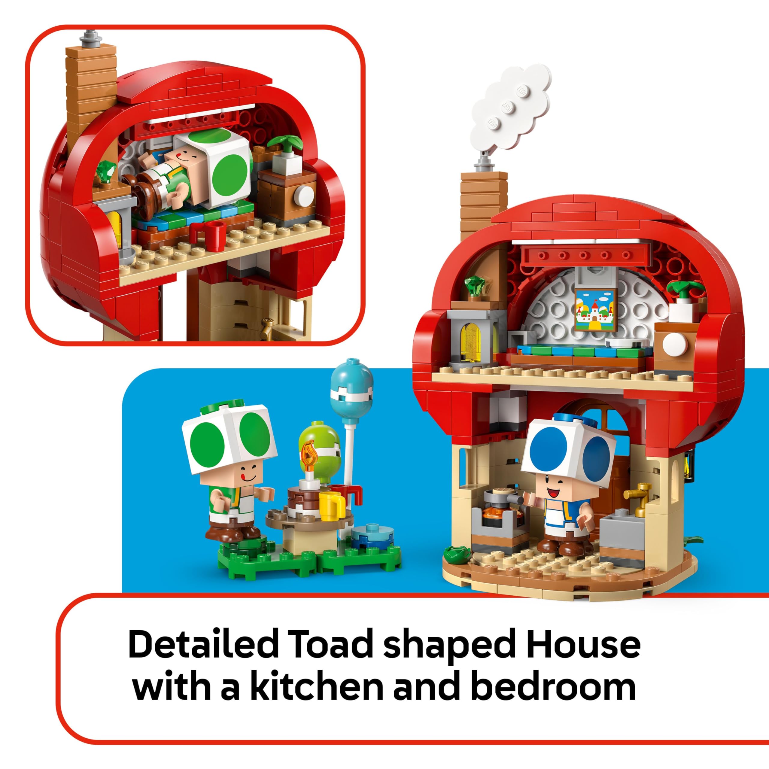 LEGO Super Mario Party at Toad's House Playset - 276-Piece Building Set with Blue & Green Toad Figures for Ages 7+ 7