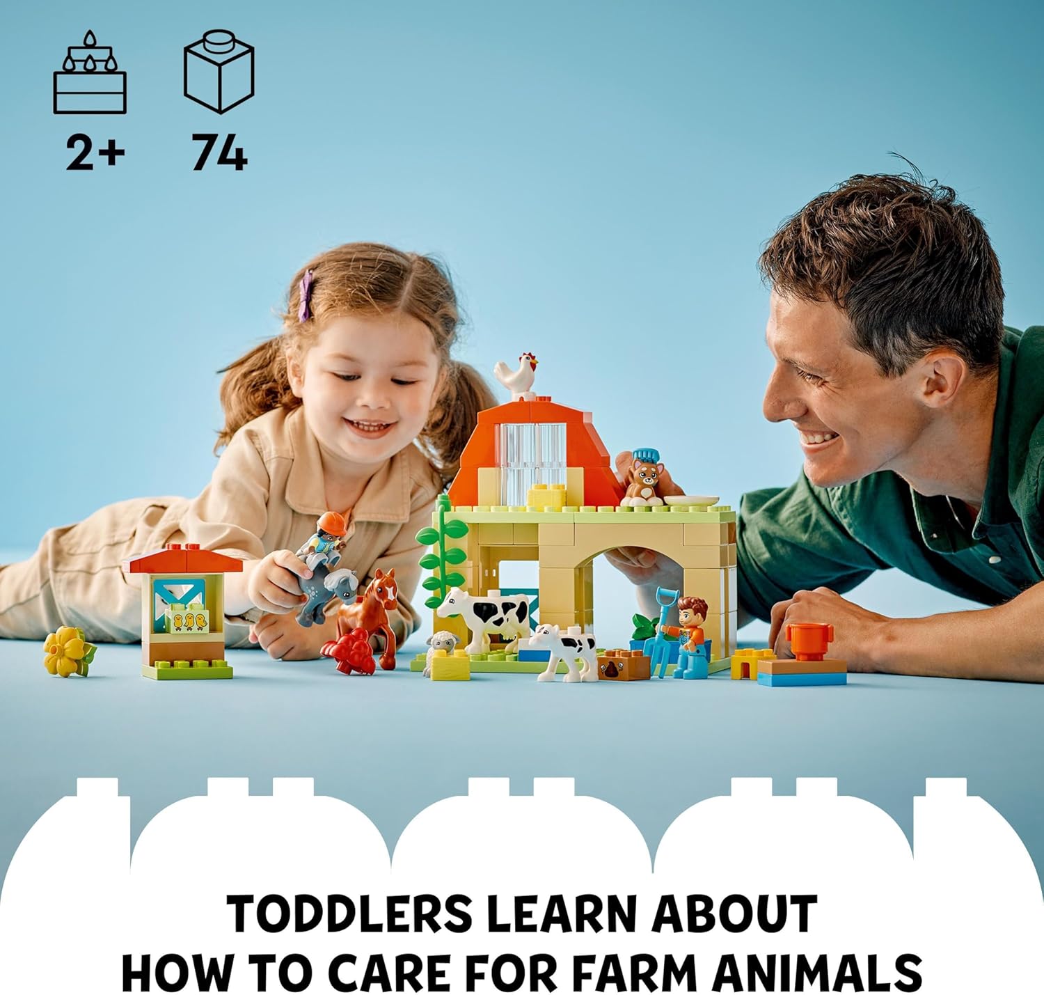 LEGO DUPLO Town Caring for Animals at the Farm – Educational Building Playset for Toddlers 2+ 4