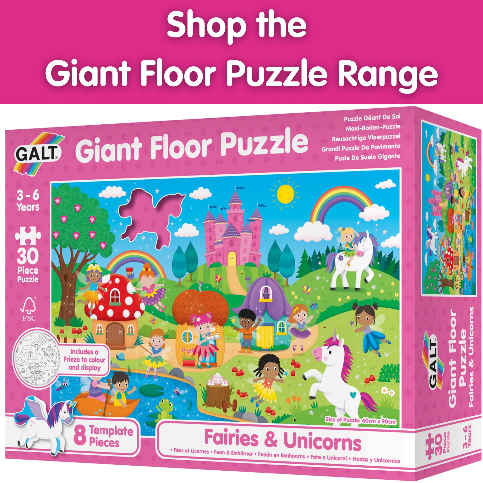 Galt Giant Floor Jigsaw Puzzle Fairies and Unicorns - 30 Pieces | Ages 3-6 5