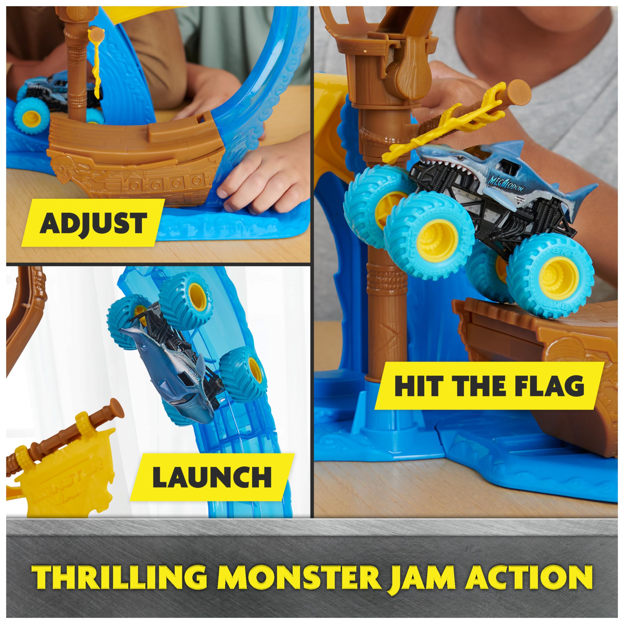Monster Jam Megalodon Loop of Doom Stunt Playset - 1:64 Scale with Exclusive Die-Cast Truck 12