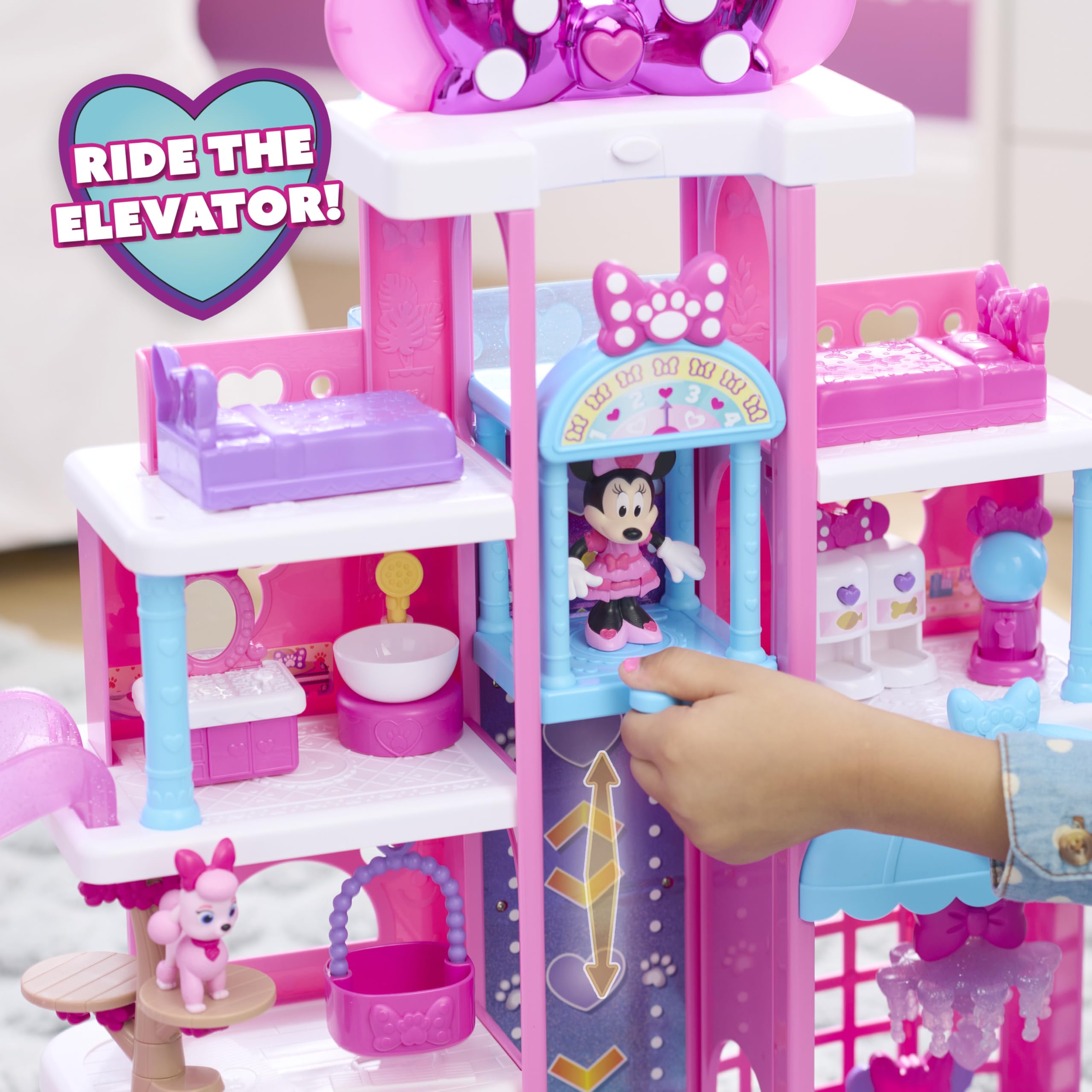 Just Play Disney Jr. Minnie Mouse Pet Hotel Playset - 23-Piece Set | Light-Up Bow | Includes 5 Figures 5