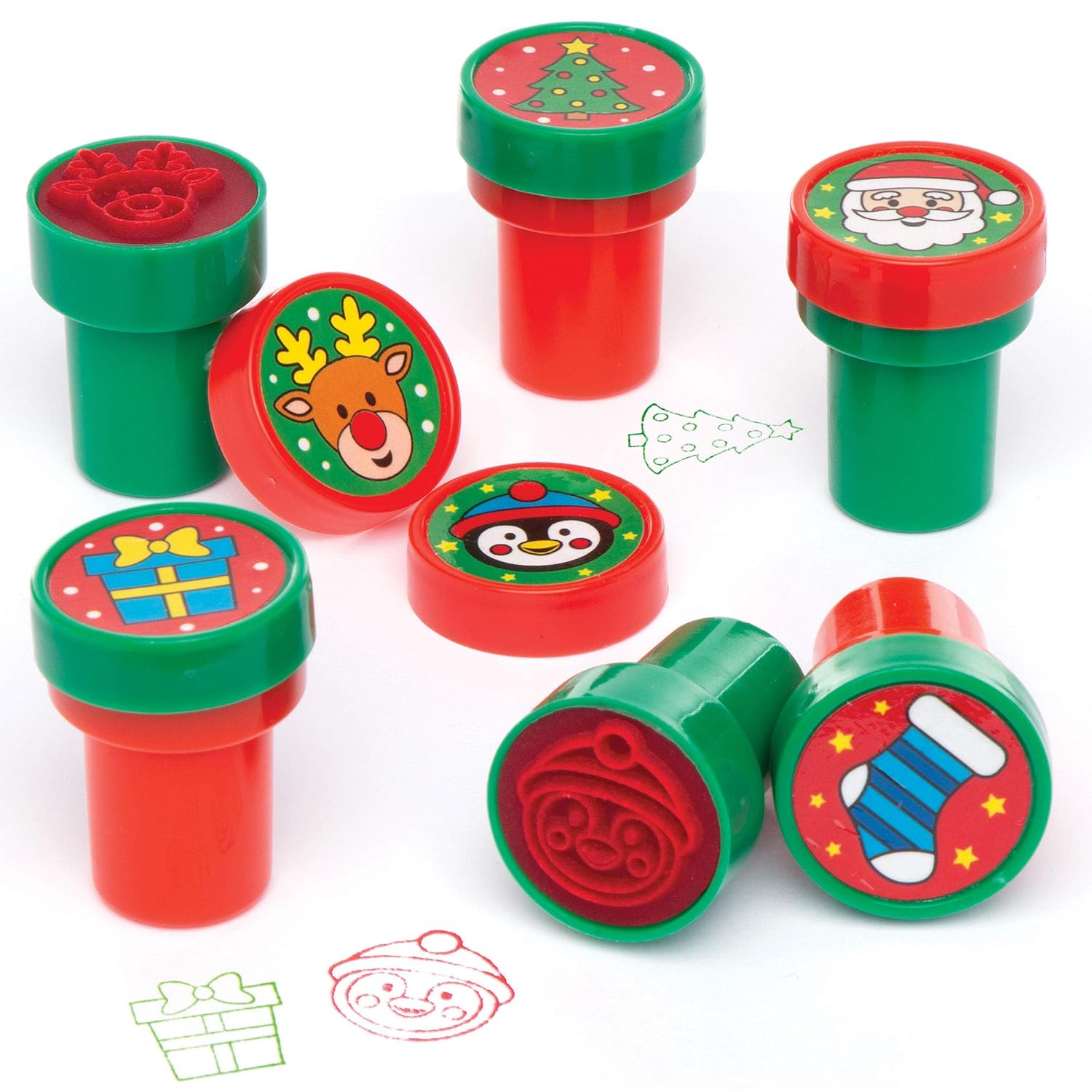 Baker Ross AT251 Self-Inking Christmas Stampers - Arts & Crafts for Kids (Pack of 10)