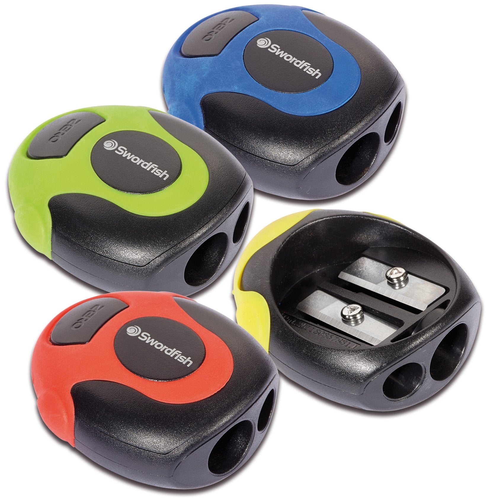 Swordfish Twin Soft Grip Double-Hole Pencil Sharpener for 8mm & 10.5mm Pencils | Pack of 1 1